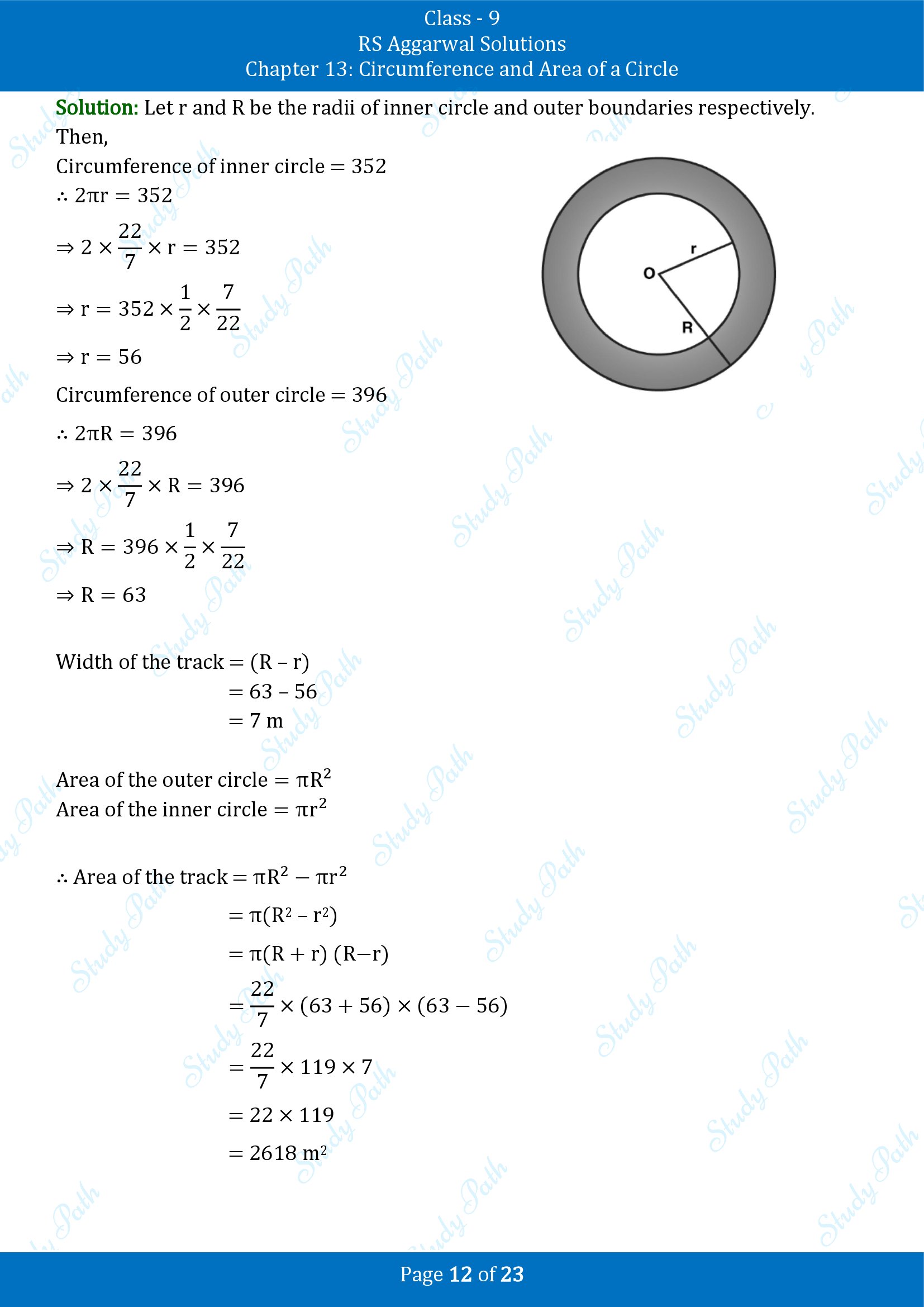 RS Aggarwal Solutions Class 9 Chapter 13 Circumference and Area of a Circle Exercise 13B 00012