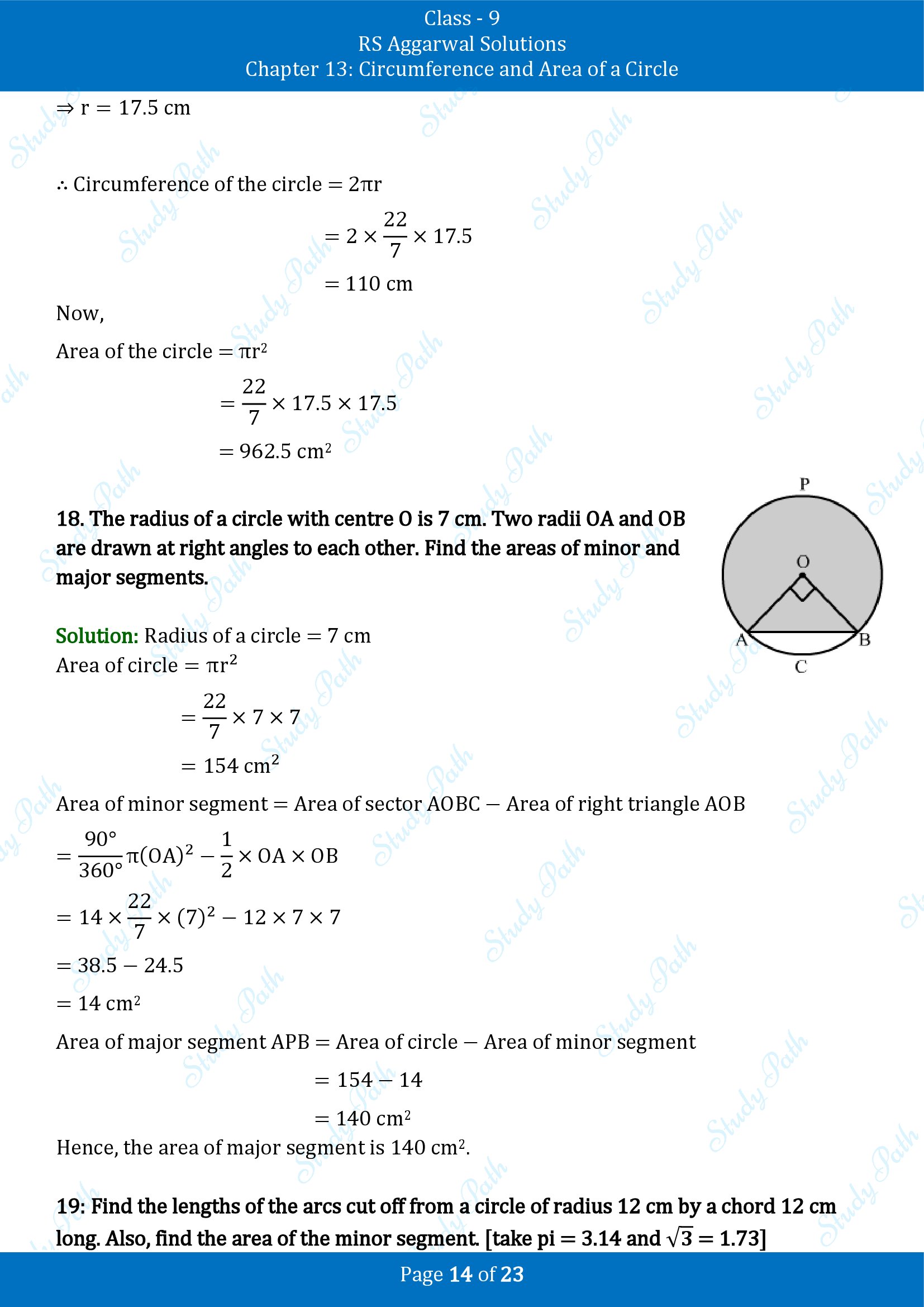 RS Aggarwal Solutions Class 9 Chapter 13 Circumference and Area of a Circle Exercise 13B 00014