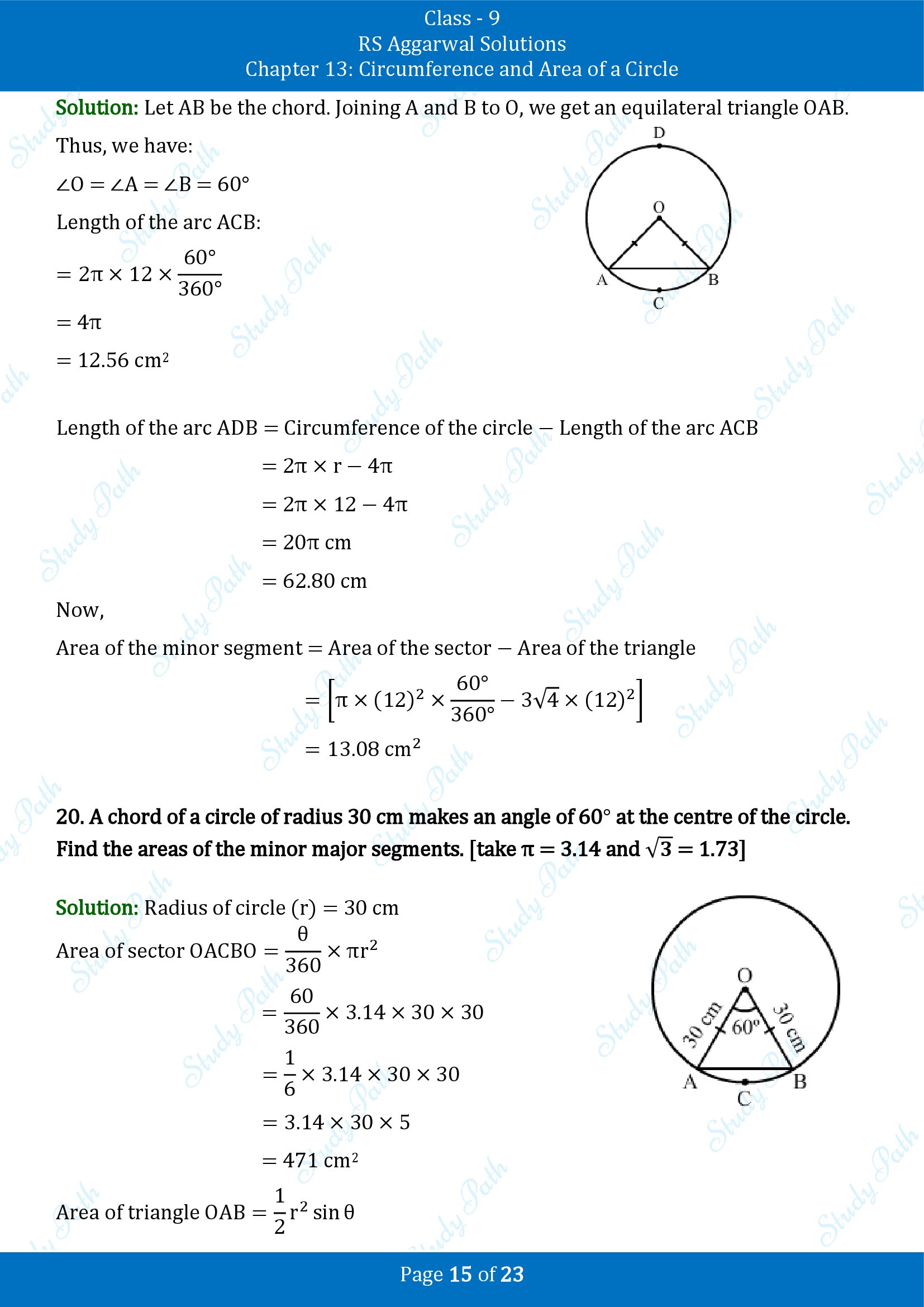 RS Aggarwal Solutions Class 9 Chapter 13 Circumference and Area of a Circle Exercise 13B 00015