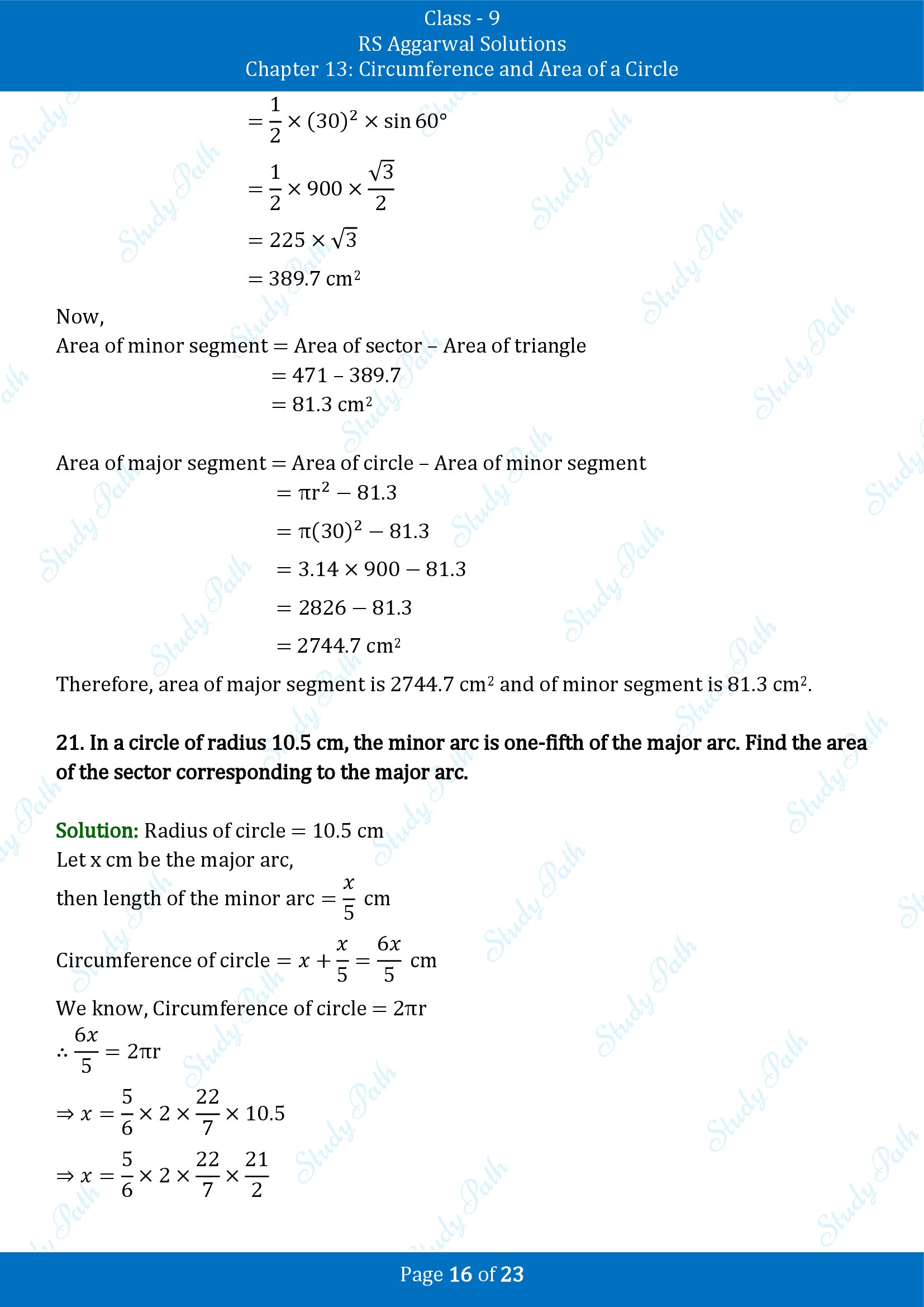 RS Aggarwal Solutions Class 9 Chapter 13 Circumference and Area of a Circle Exercise 13B 00016