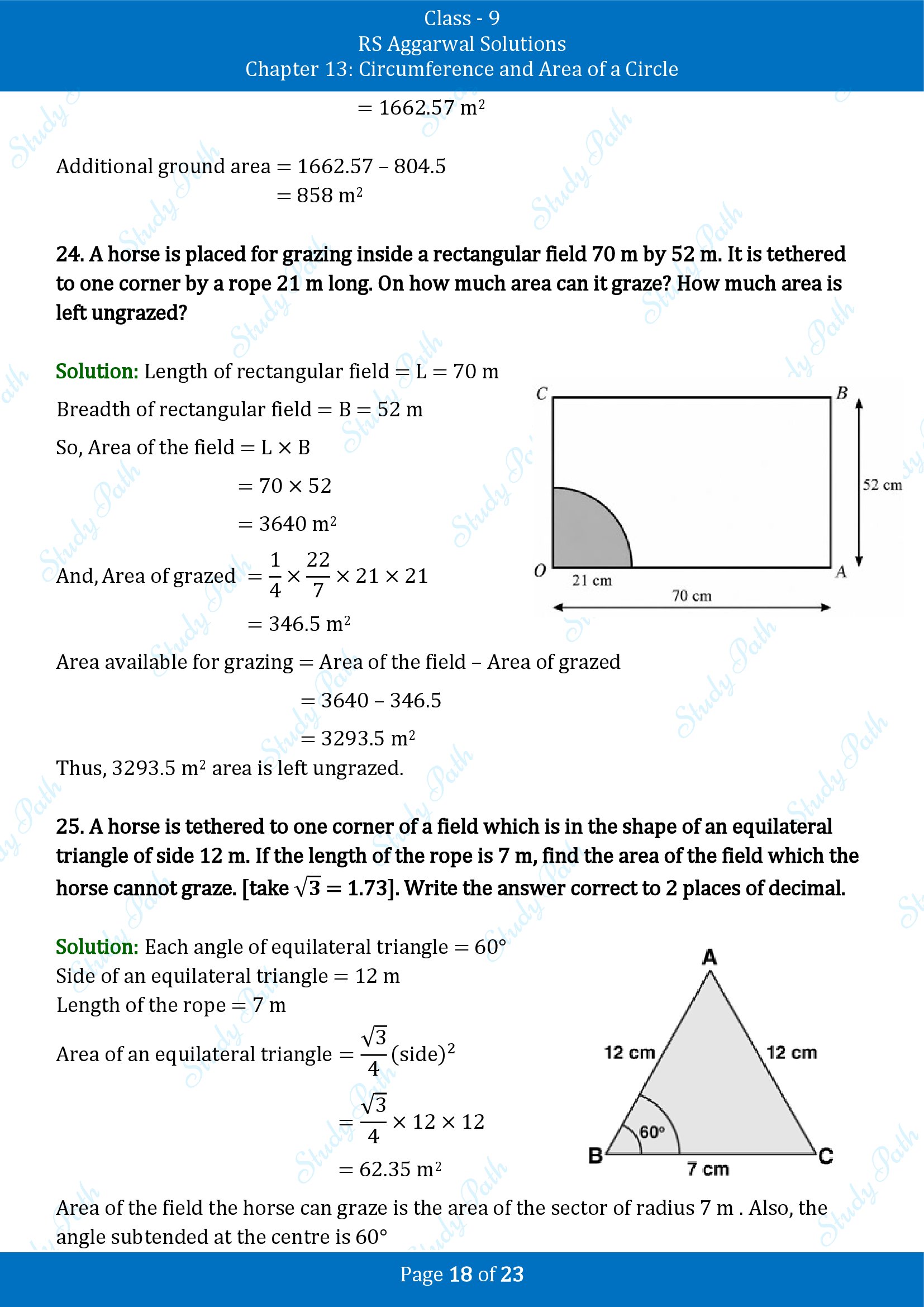 RS Aggarwal Solutions Class 9 Chapter 13 Circumference and Area of a Circle Exercise 13B 00018