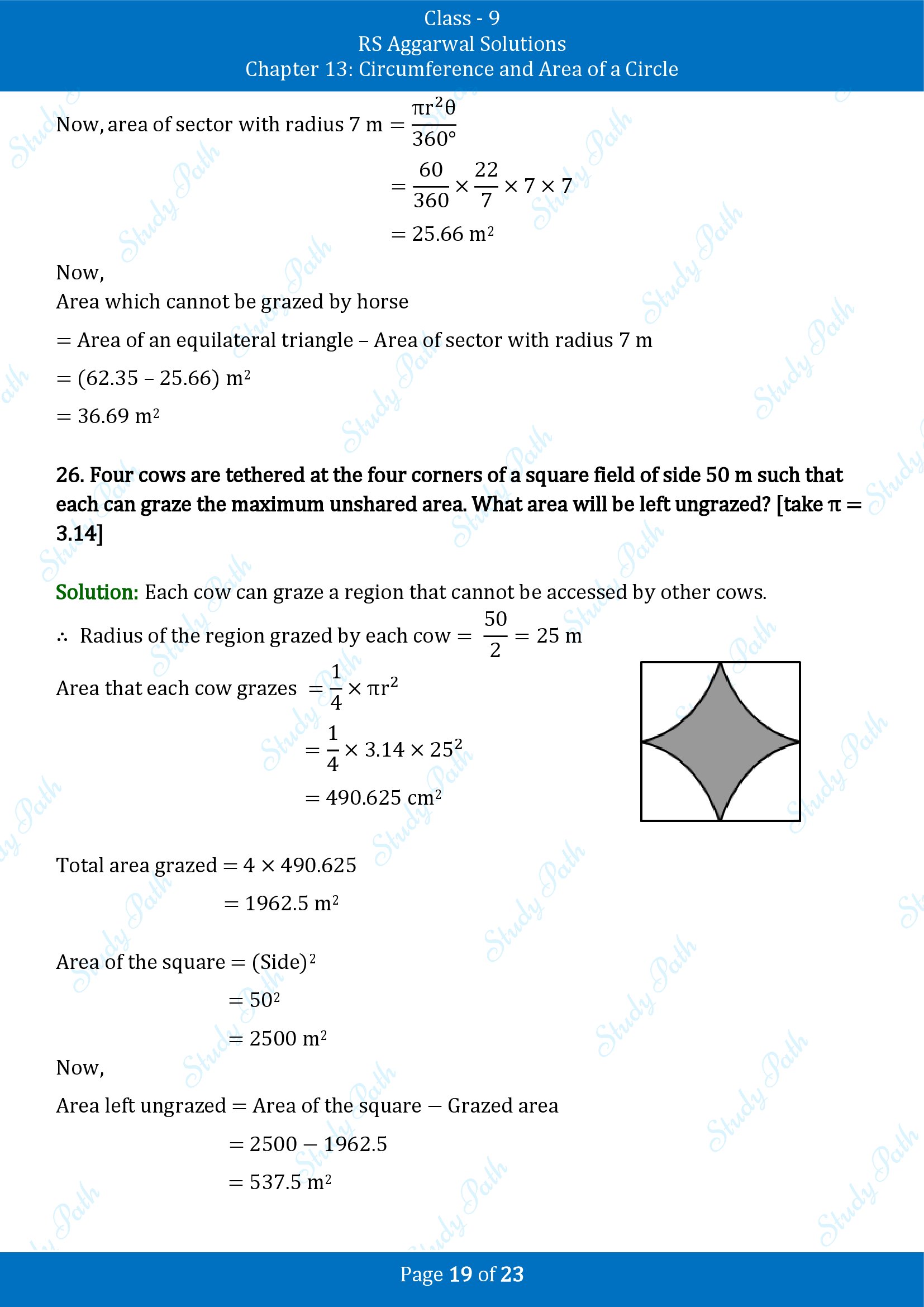 RS Aggarwal Solutions Class 9 Chapter 13 Circumference and Area of a Circle Exercise 13B 00019