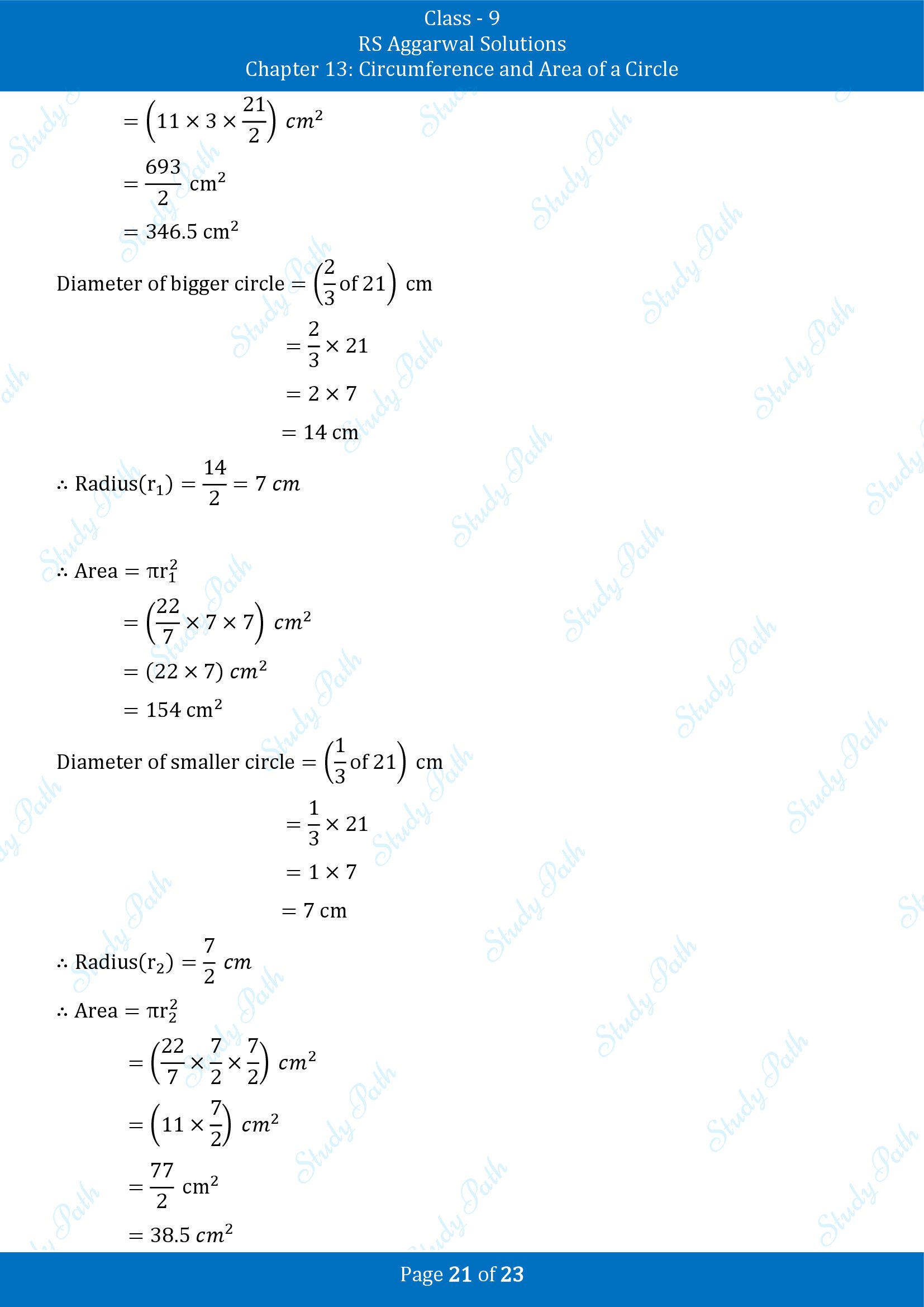 RS Aggarwal Solutions Class 9 Chapter 13 Circumference and Area of a Circle Exercise 13B 00021