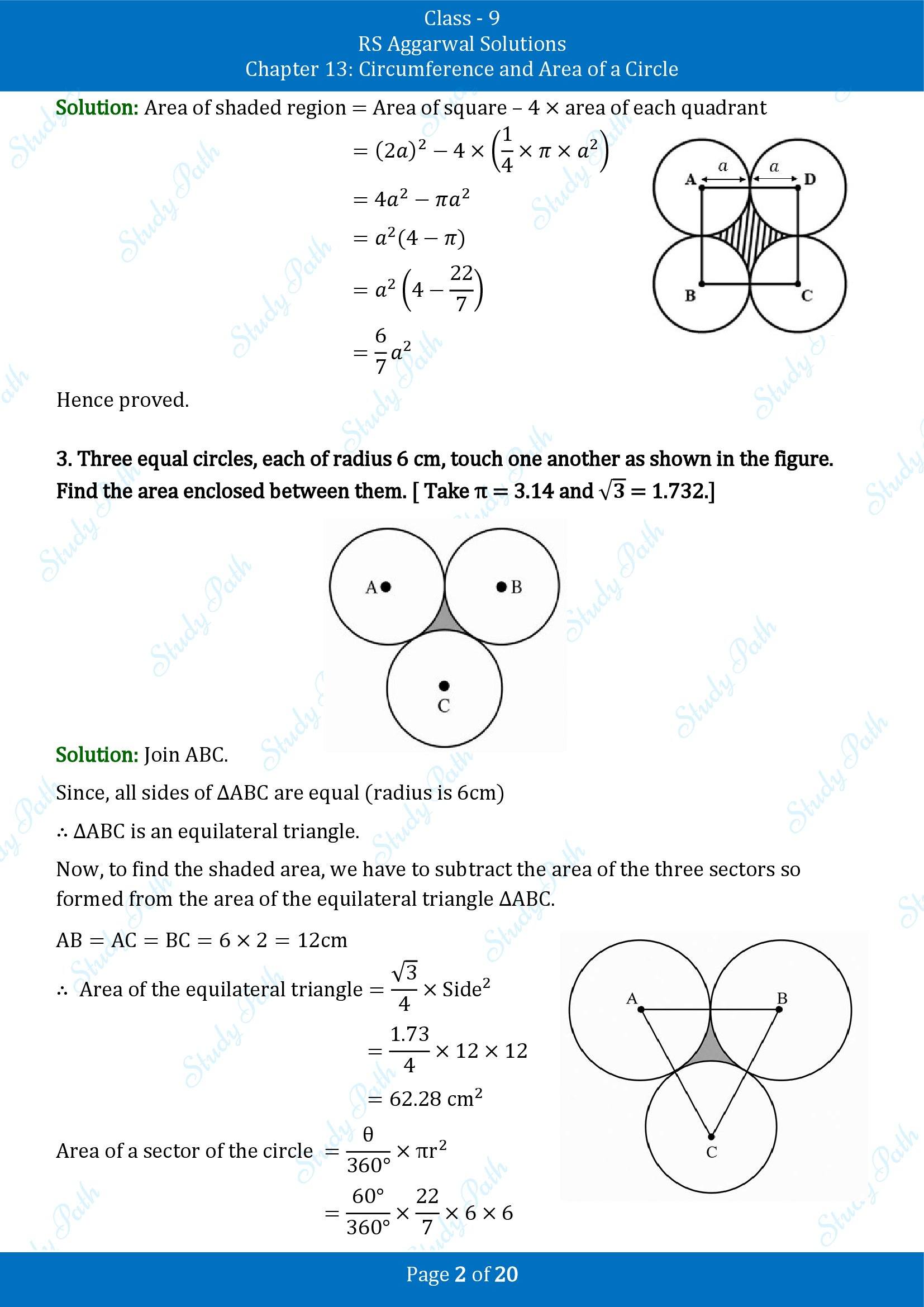 RS Aggarwal Solutions Class 9 Chapter 13 Circumference and Area of a Circle Exercise 13C 00002
