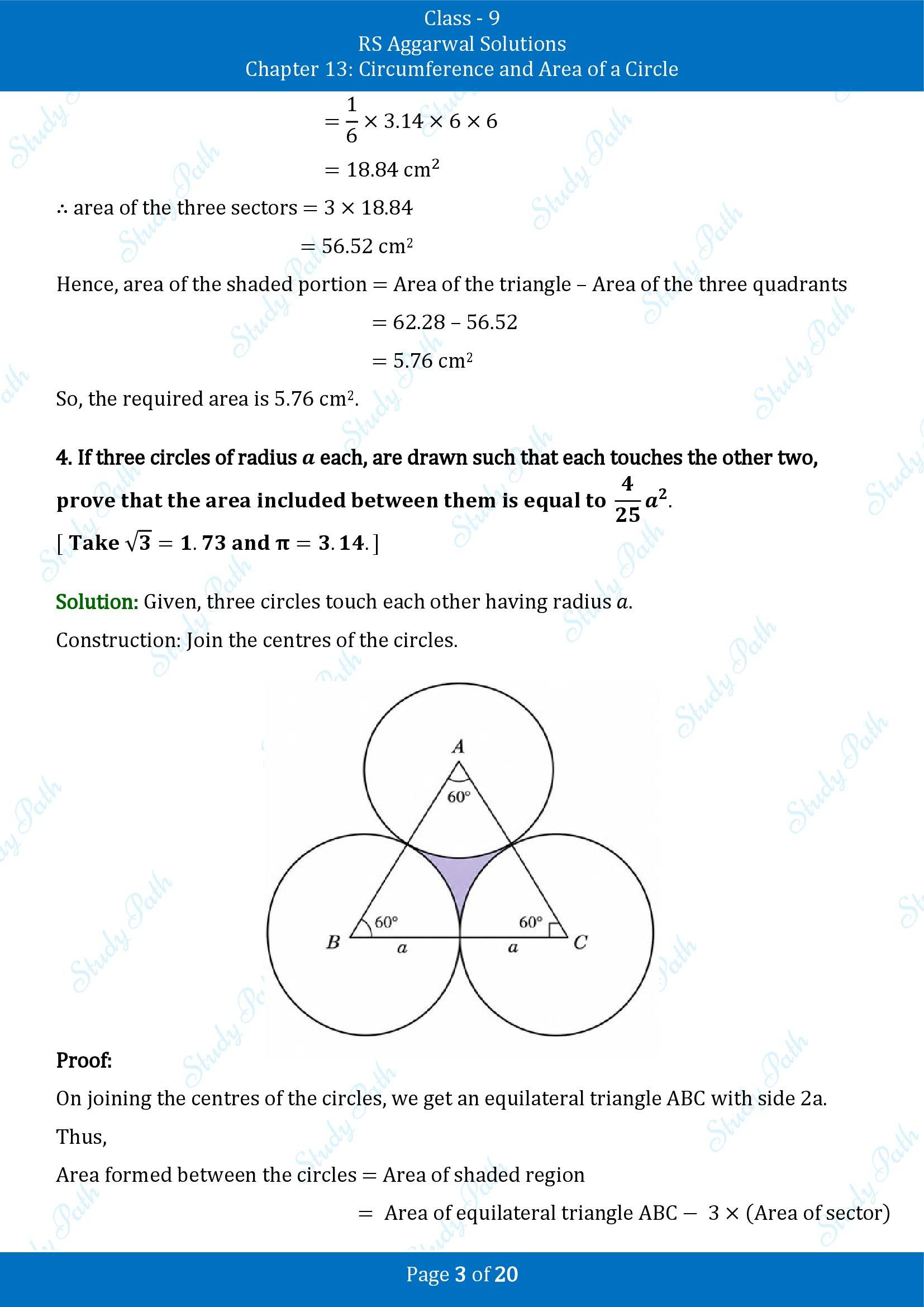 RS Aggarwal Solutions Class 9 Chapter 13 Circumference and Area of a Circle Exercise 13C 00003