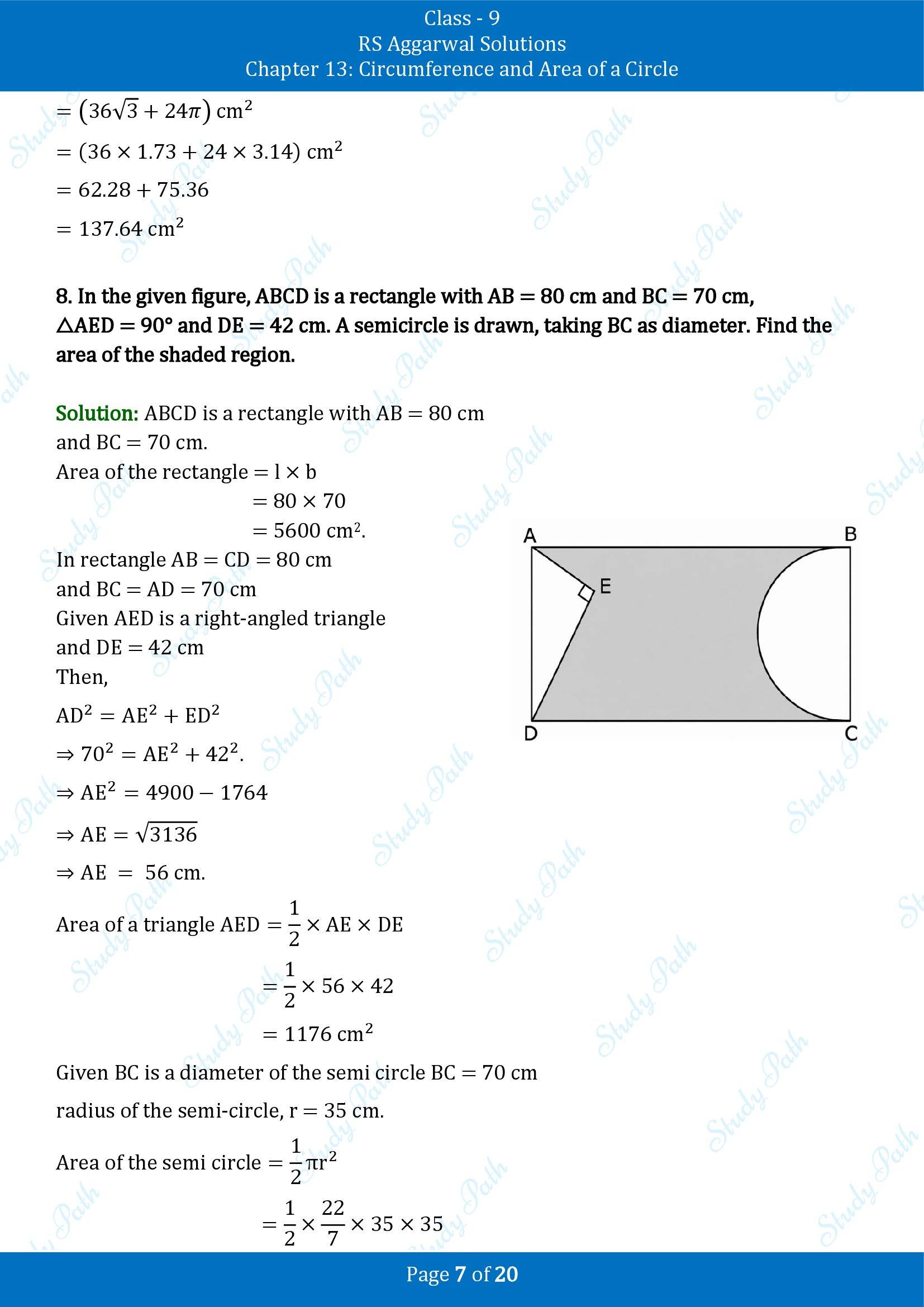RS Aggarwal Solutions Class 9 Chapter 13 Circumference and Area of a Circle Exercise 13C 00007