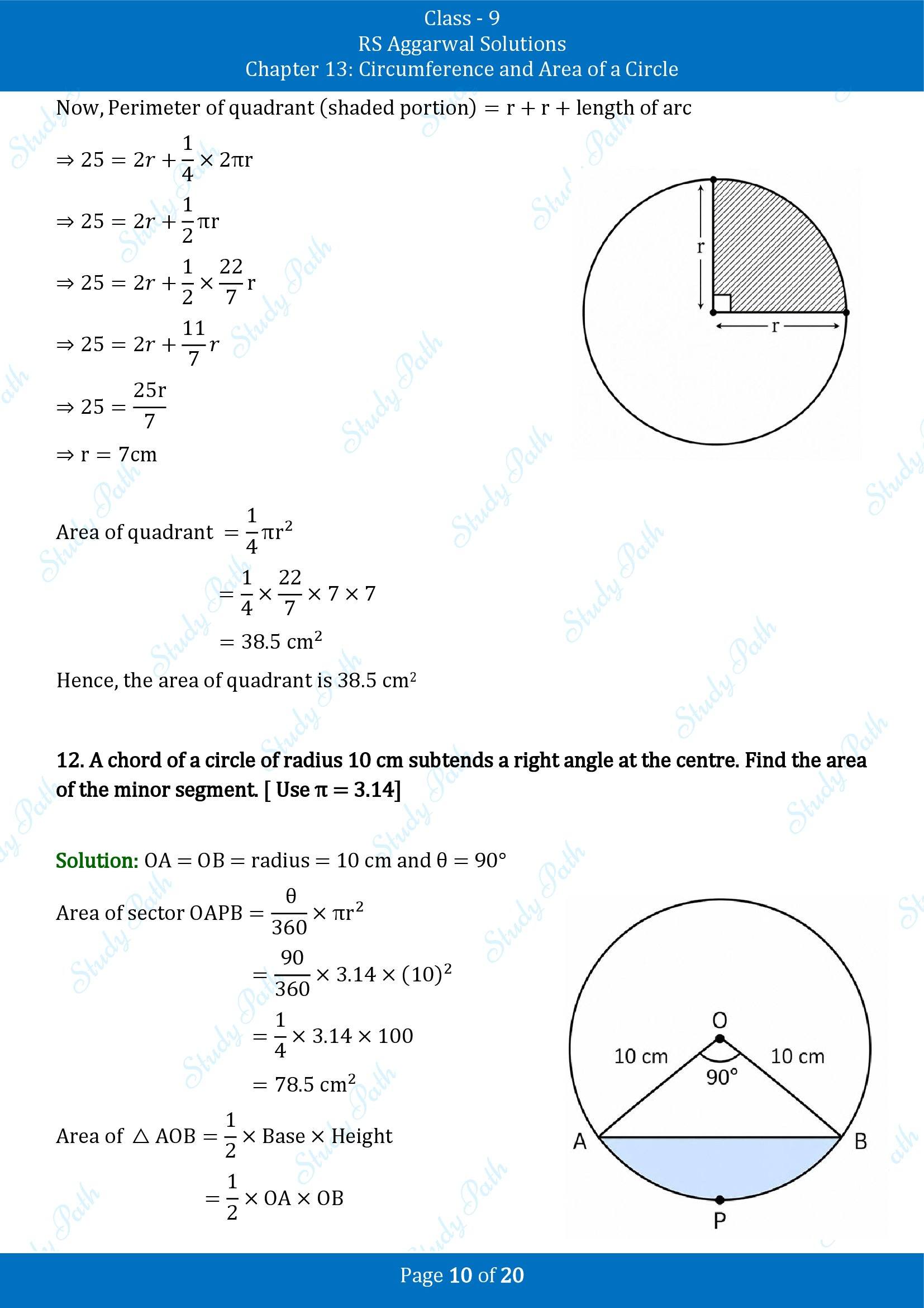 RS Aggarwal Solutions Class 9 Chapter 13 Circumference and Area of a Circle Exercise 13C 00010