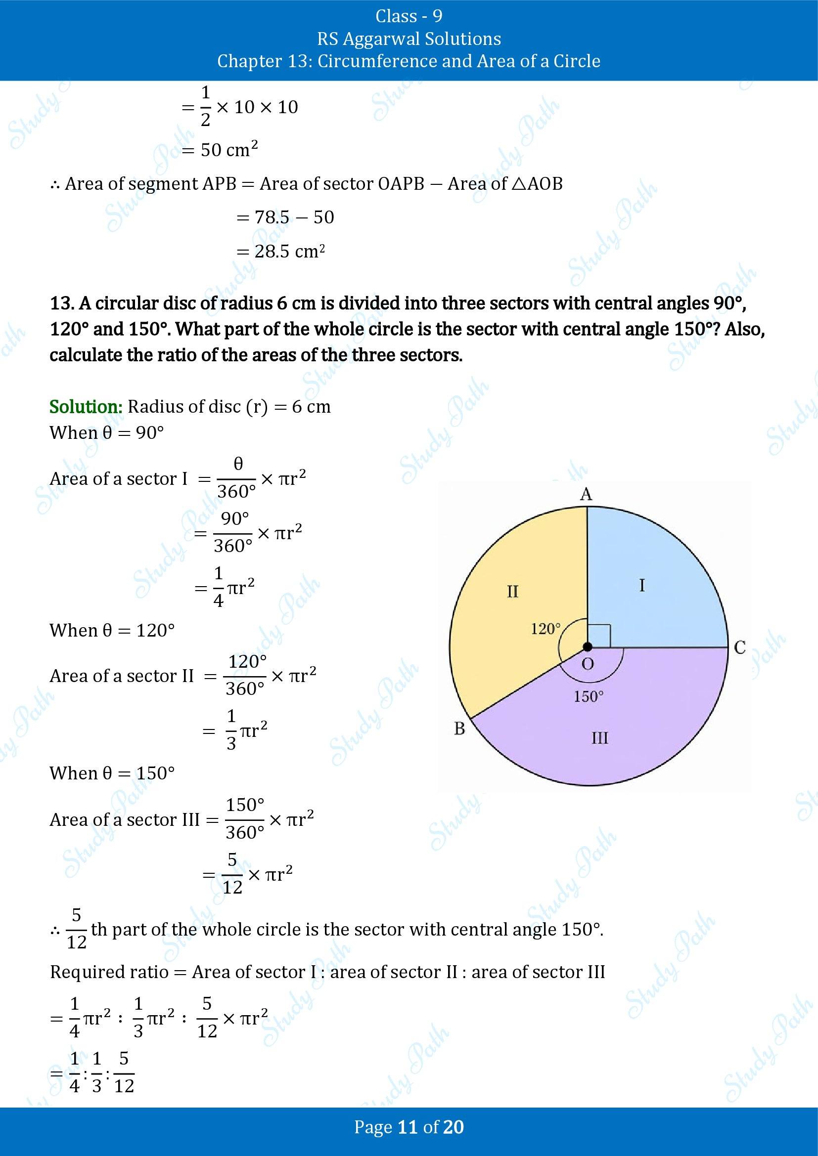 RS Aggarwal Solutions Class 9 Chapter 13 Circumference and Area of a Circle Exercise 13C 00011