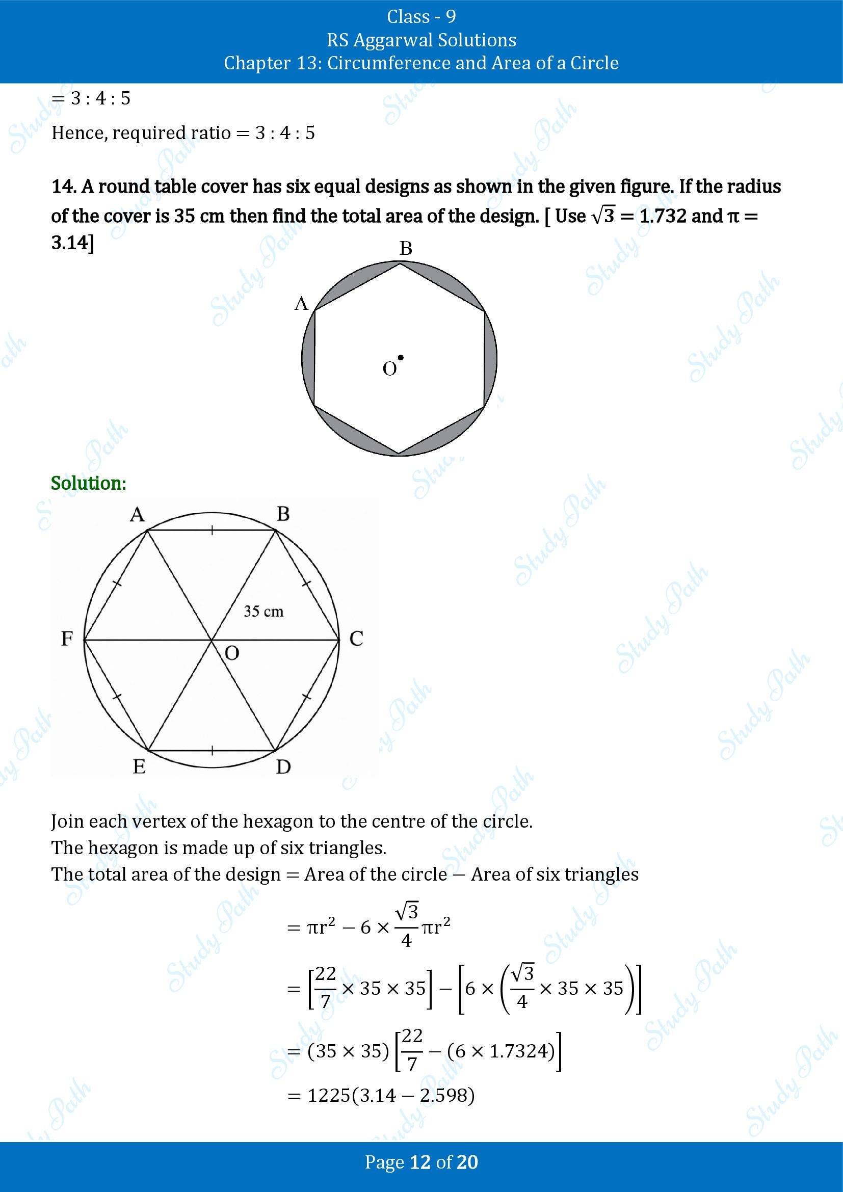 RS Aggarwal Solutions Class 9 Chapter 13 Circumference and Area of a Circle Exercise 13C 00012