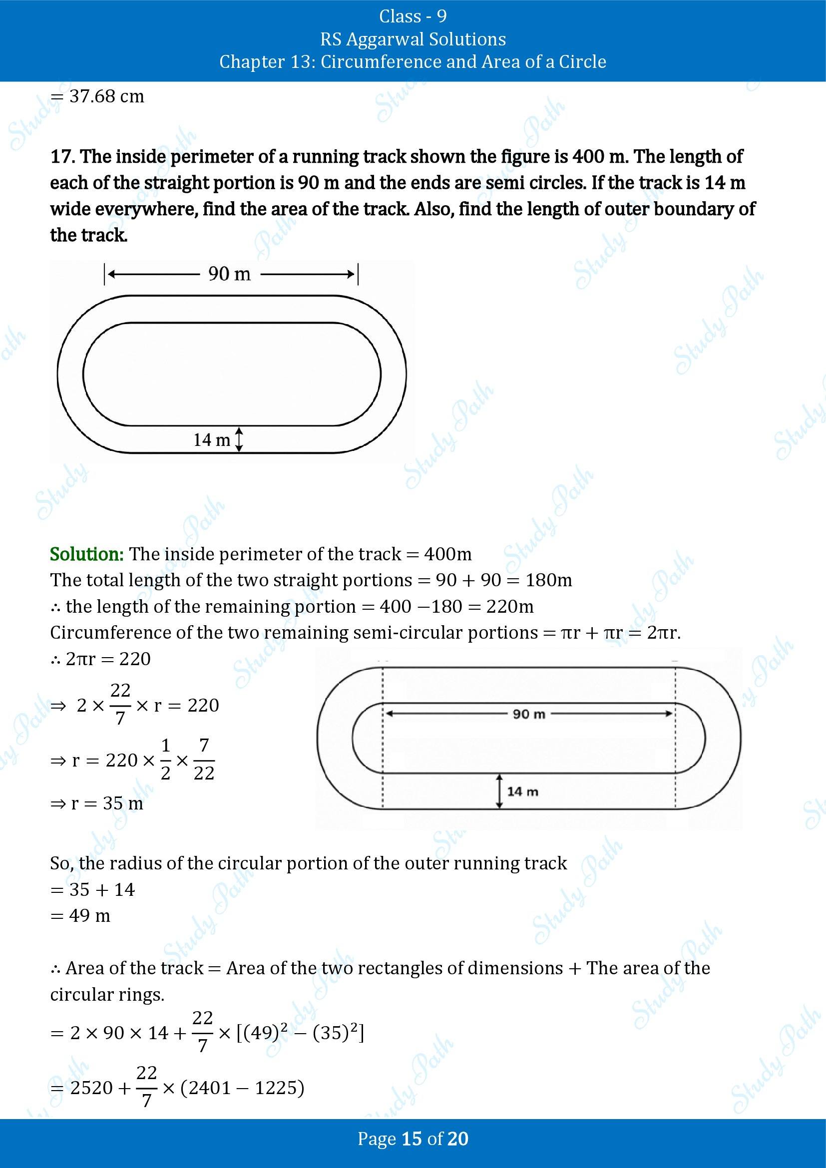 RS Aggarwal Solutions Class 9 Chapter 13 Circumference and Area of a Circle Exercise 13C 00015