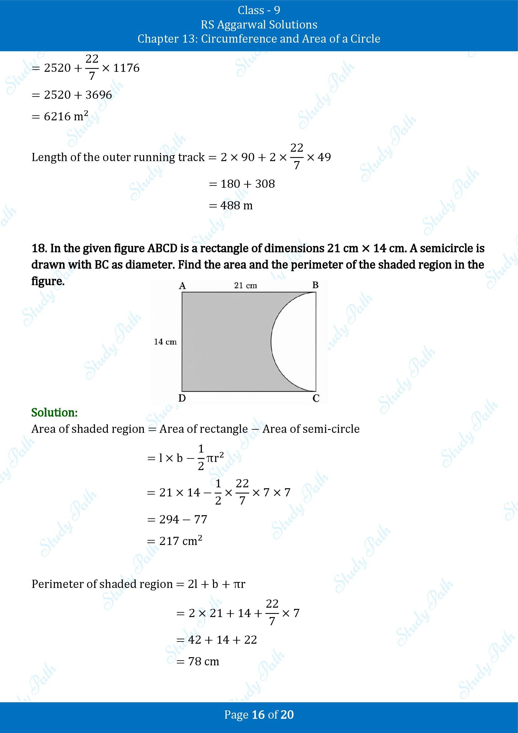 RS Aggarwal Solutions Class 9 Chapter 13 Circumference and Area of a Circle Exercise 13C 00016