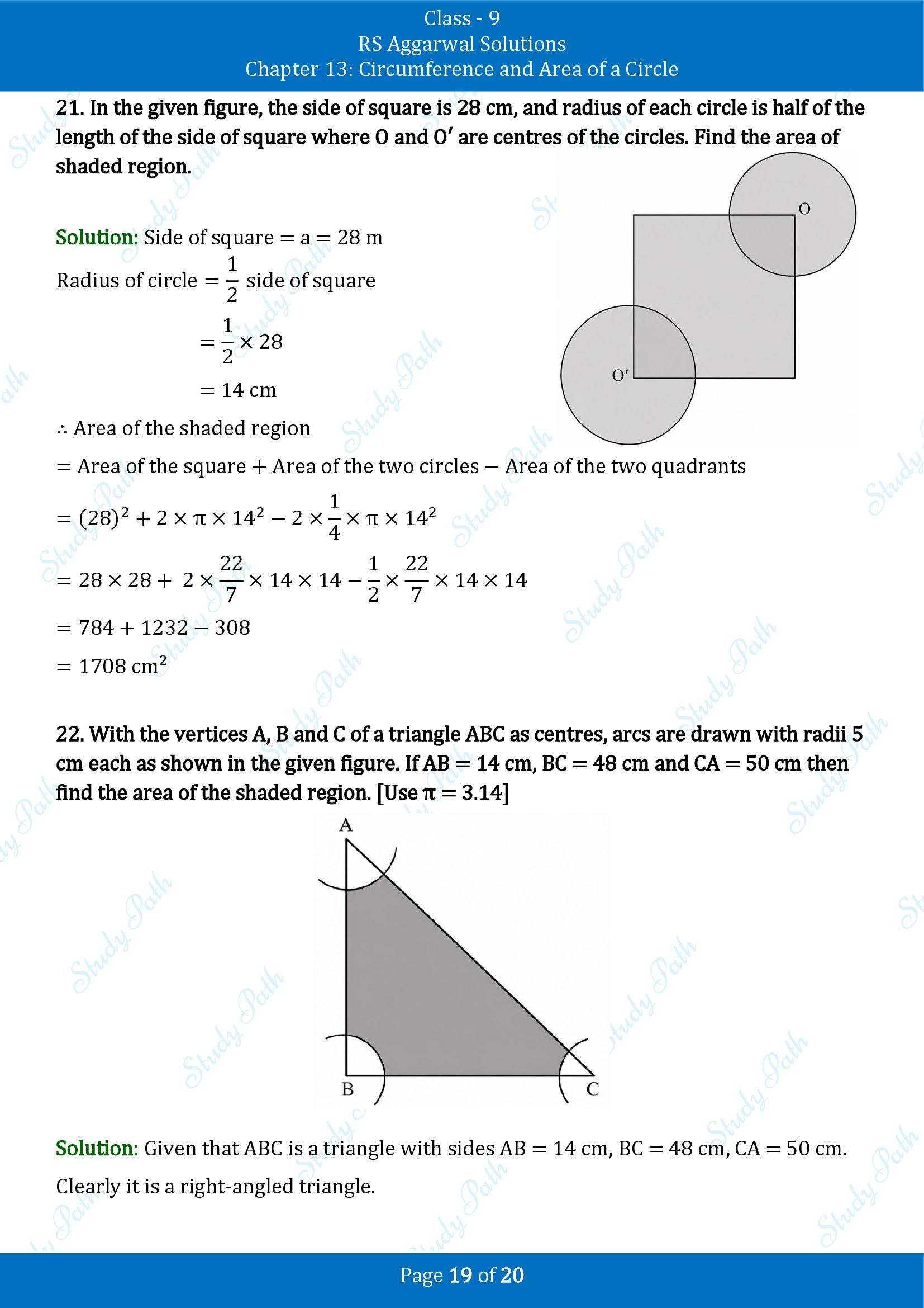 RS Aggarwal Solutions Class 9 Chapter 13 Circumference and Area of a Circle Exercise 13C 00019