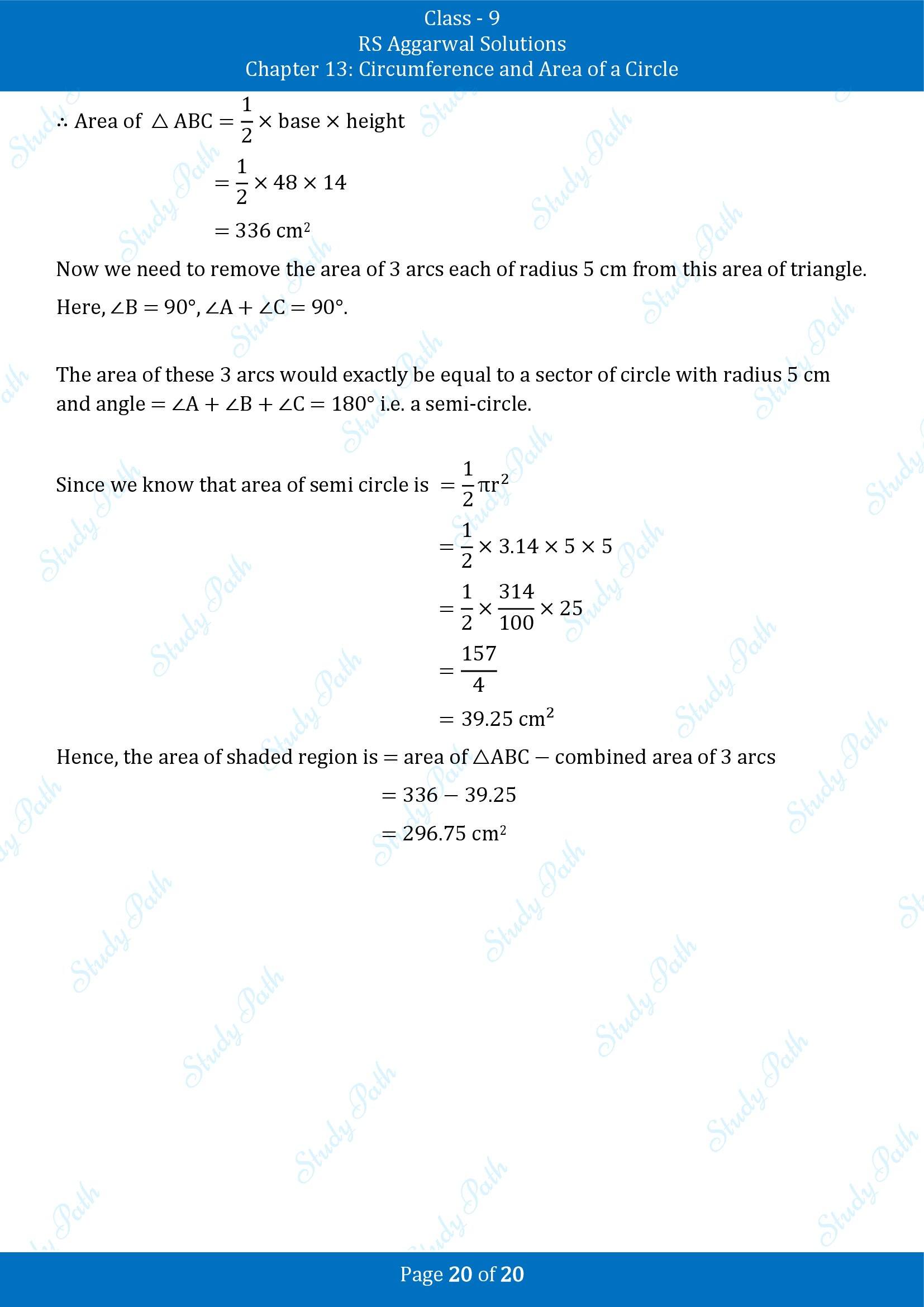 RS Aggarwal Solutions Class 9 Chapter 13 Circumference and Area of a Circle Exercise 13C 00020