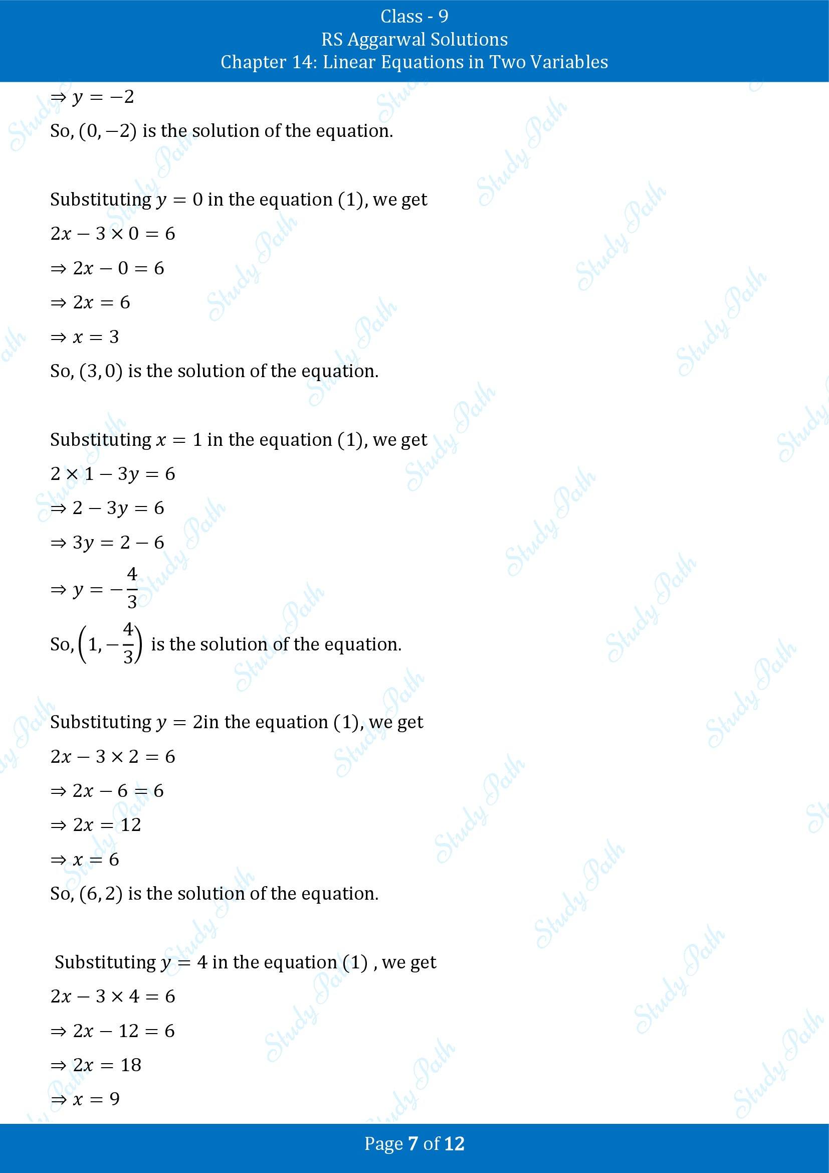RS Aggarwal Solutions Class 9 Chapter 14 Linear Equations in Two Variables Exercise 14A 00007