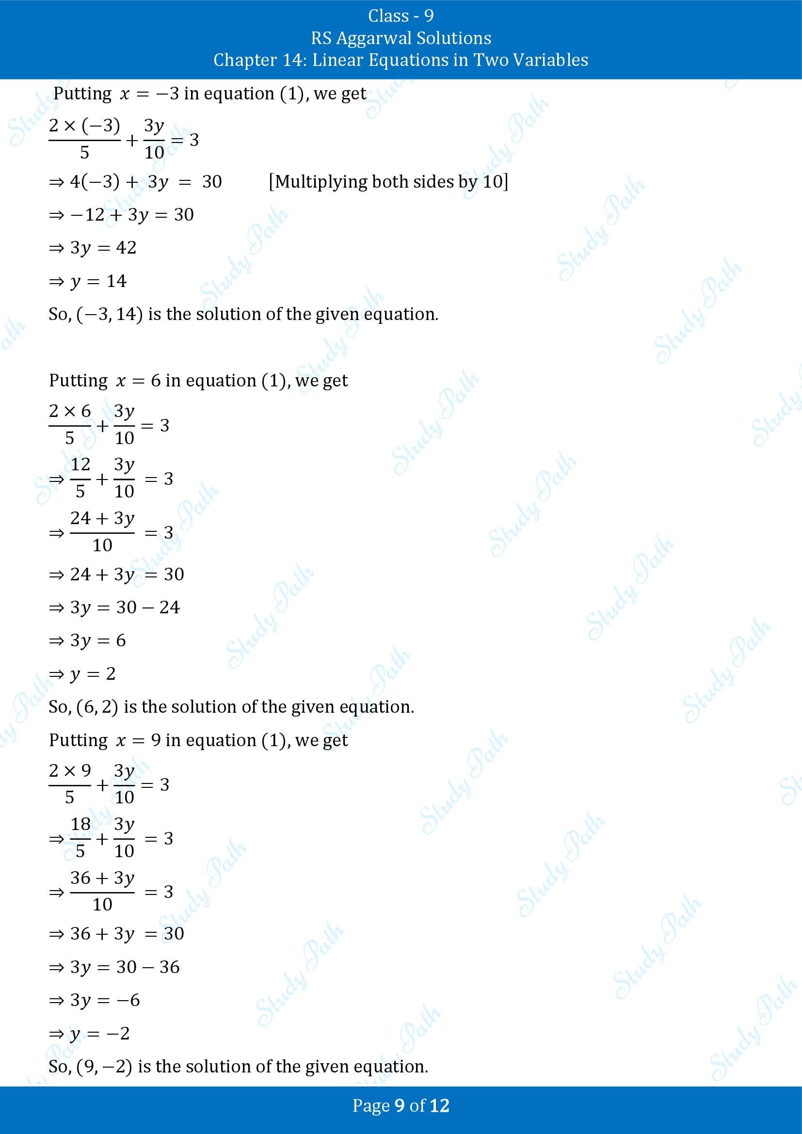 RS Aggarwal Solutions Class 9 Chapter 14 Linear Equations in Two Variables Exercise 14A 00009