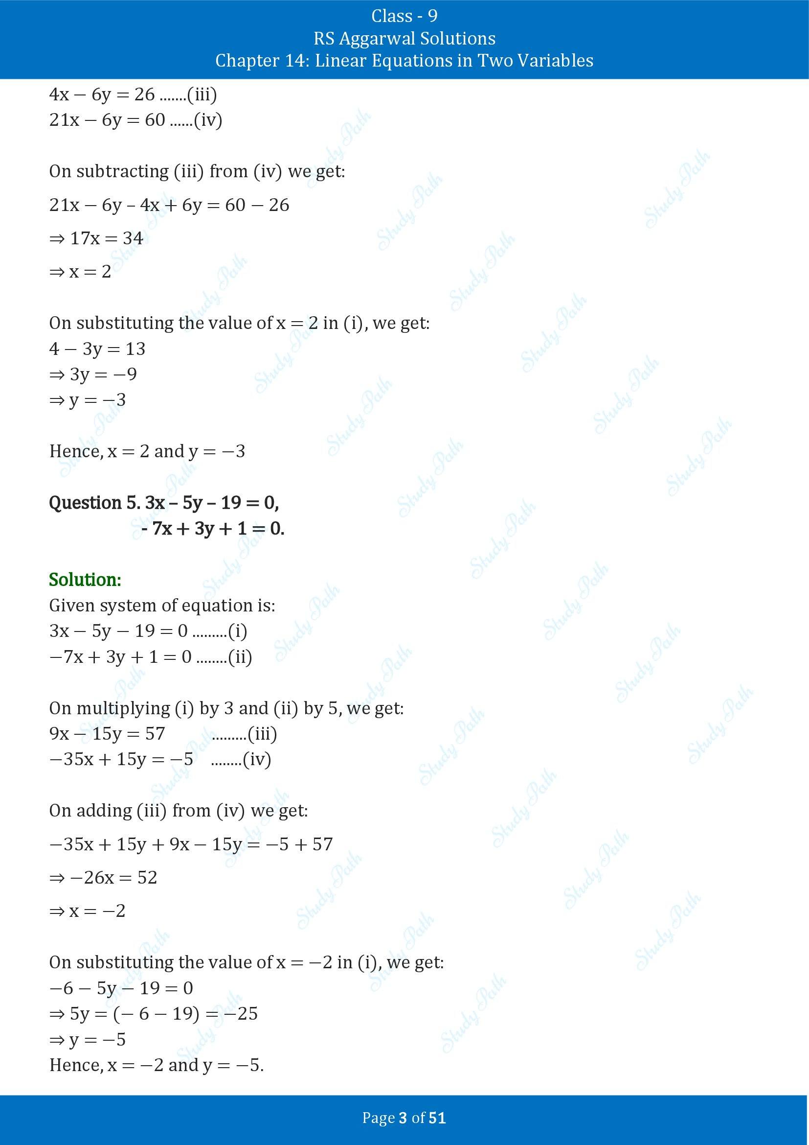 RS Aggarwal Solutions Class 9 Chapter 14 Linear Equations in Two Variables Exercise 14D 00003