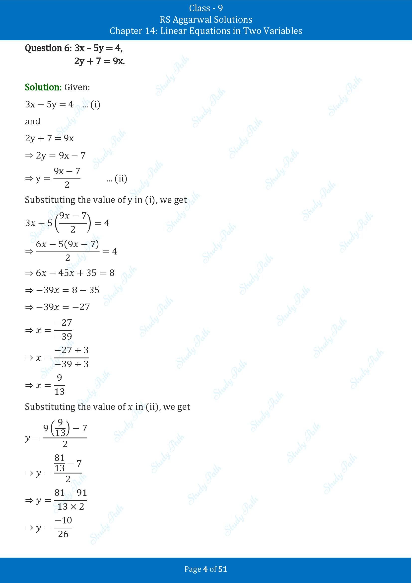 RS Aggarwal Solutions Class 9 Chapter 14 Linear Equations in Two Variables Exercise 14D 00004