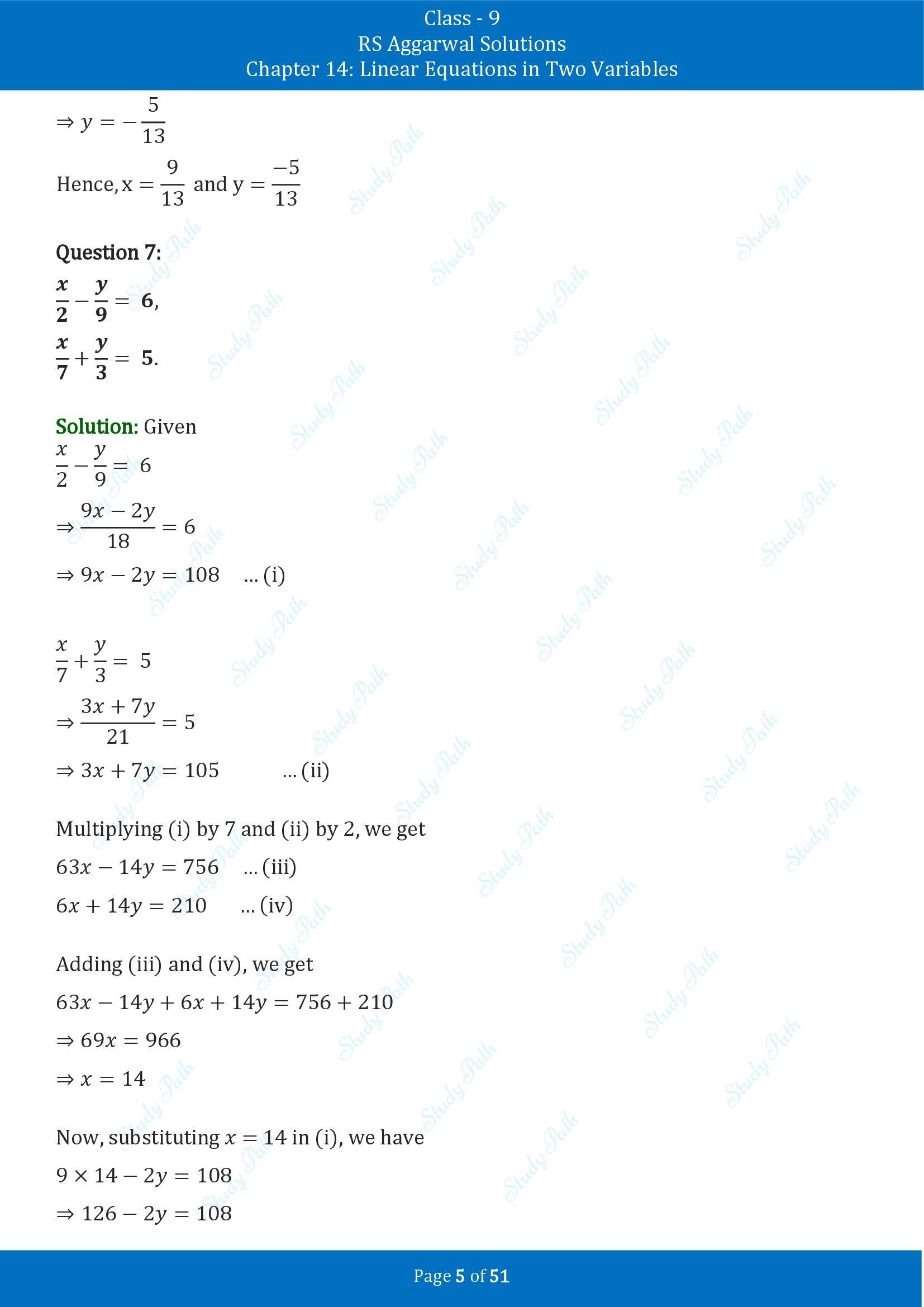 RS Aggarwal Solutions Class 9 Chapter 14 Linear Equations in Two Variables Exercise 14D 00005