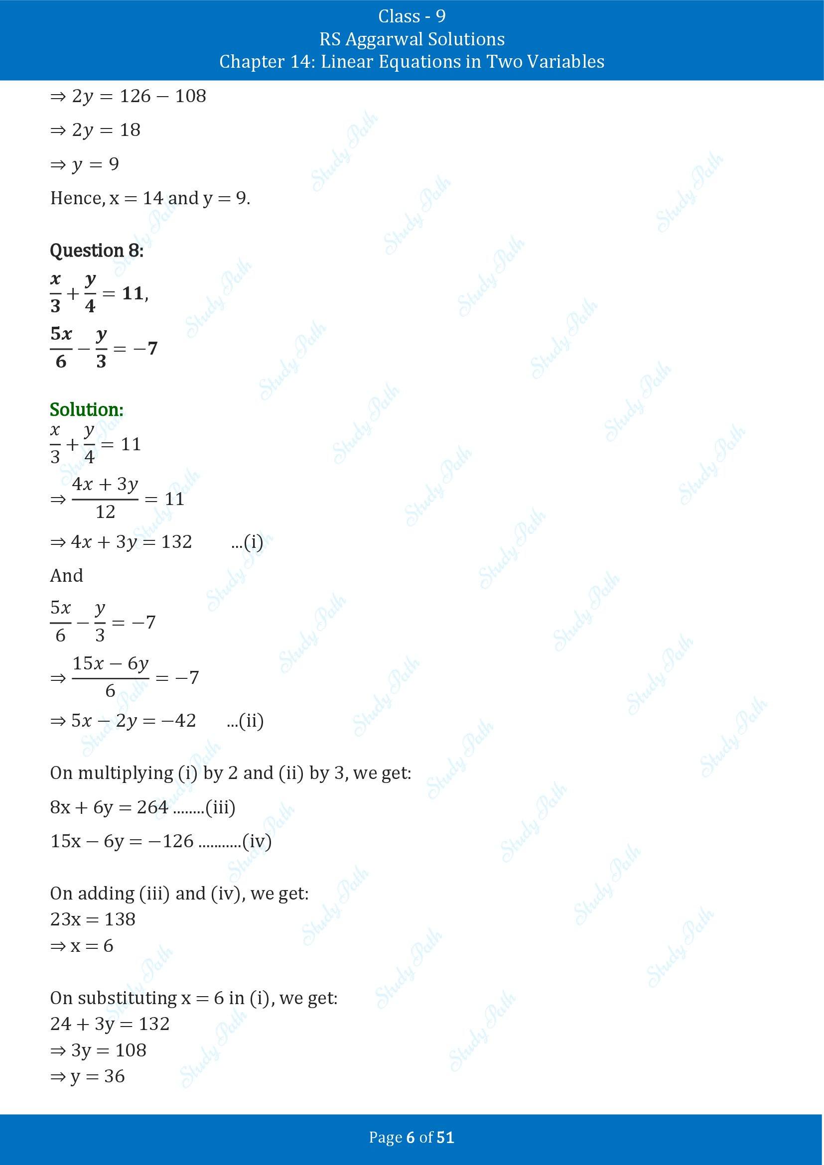 RS Aggarwal Solutions Class 9 Chapter 14 Linear Equations in Two Variables Exercise 14D 00006