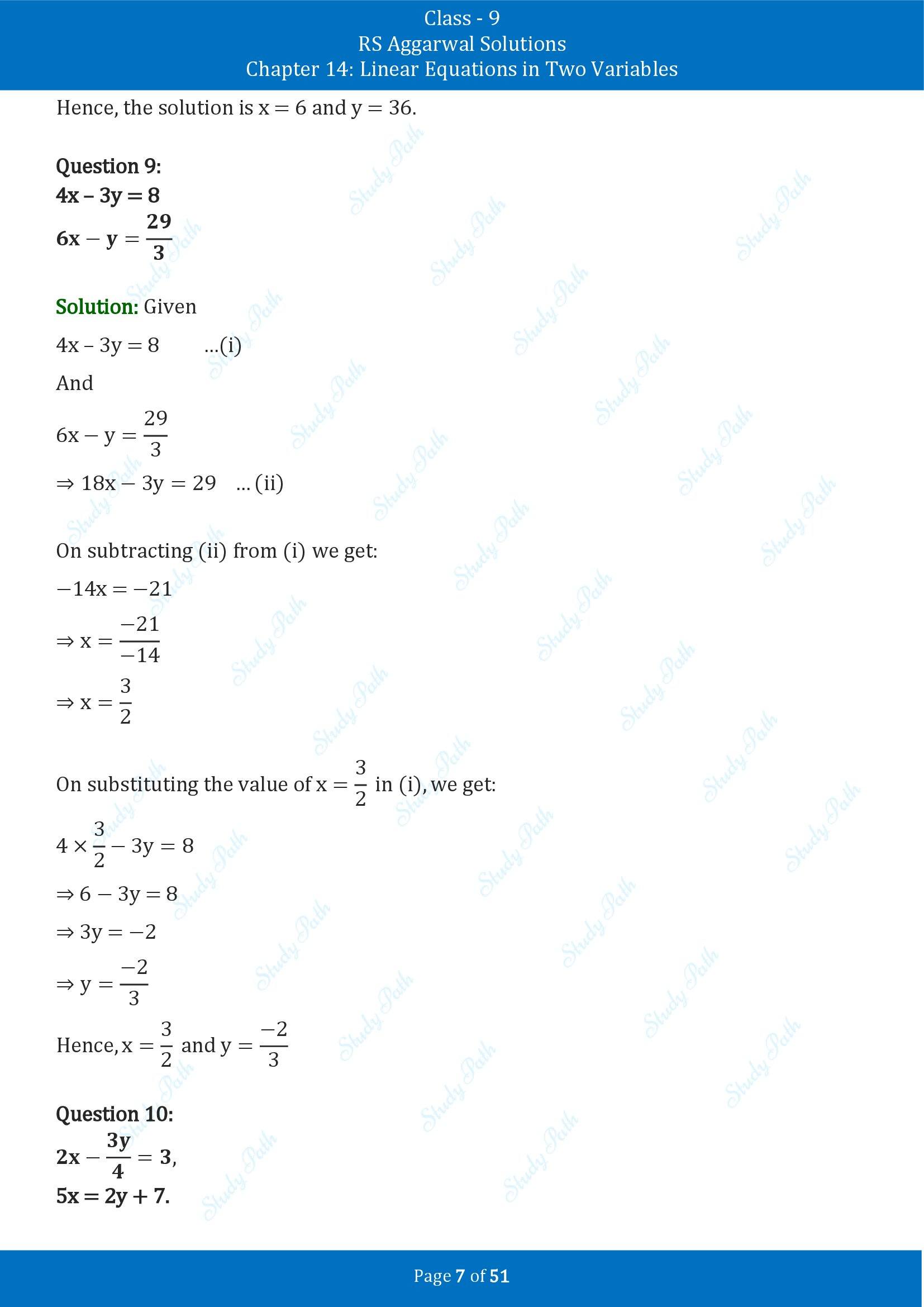 RS Aggarwal Solutions Class 9 Chapter 14 Linear Equations in Two Variables Exercise 14D 00007