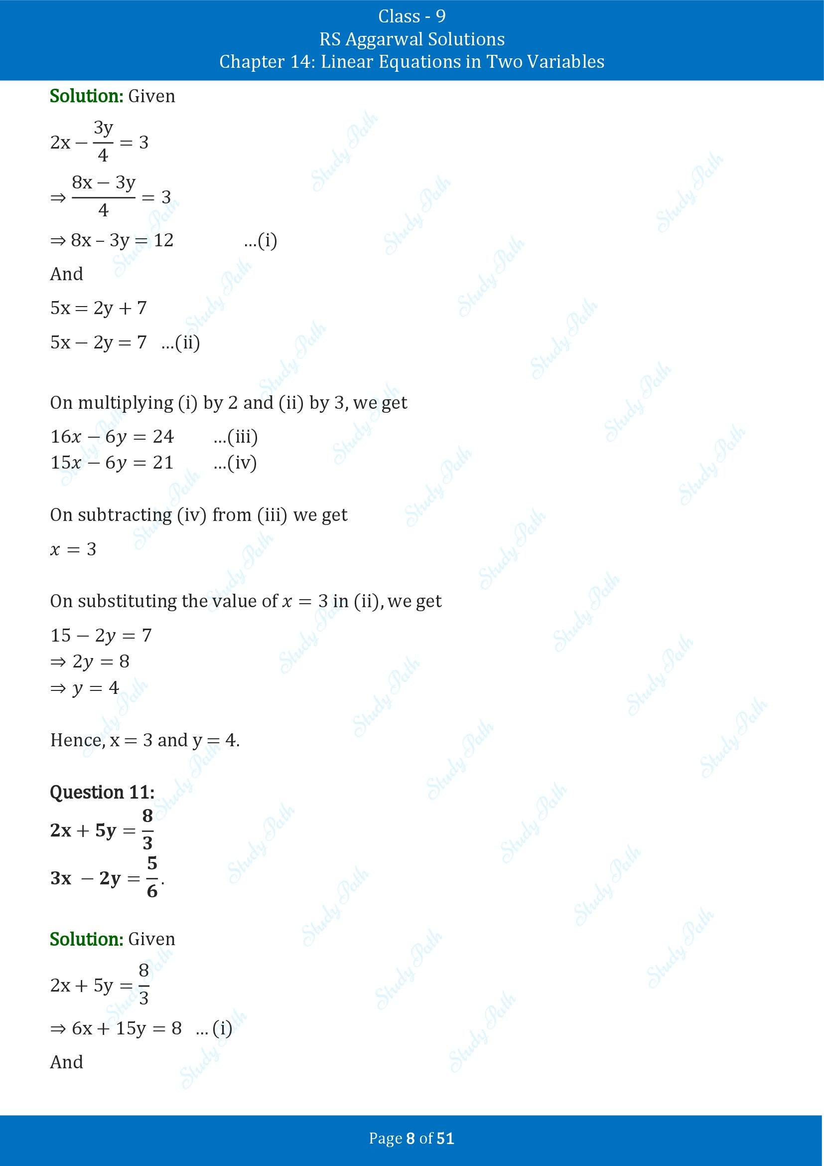 RS Aggarwal Solutions Class 9 Chapter 14 Linear Equations in Two Variables Exercise 14D 00008