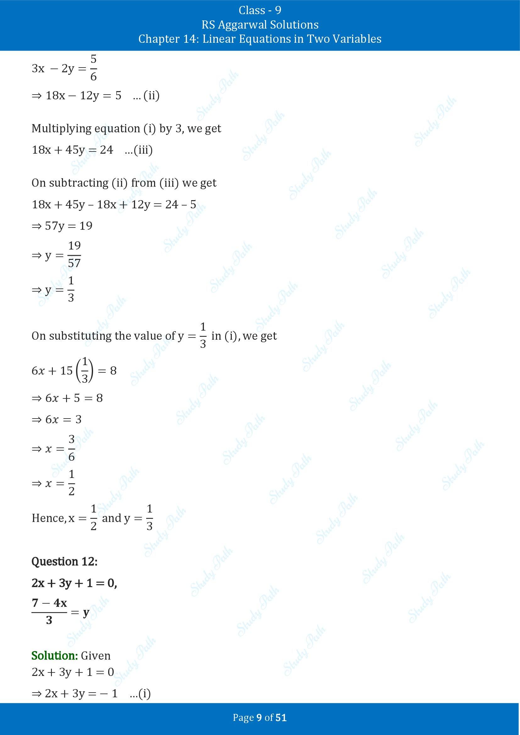 RS Aggarwal Solutions Class 9 Chapter 14 Linear Equations in Two Variables Exercise 14D 00009