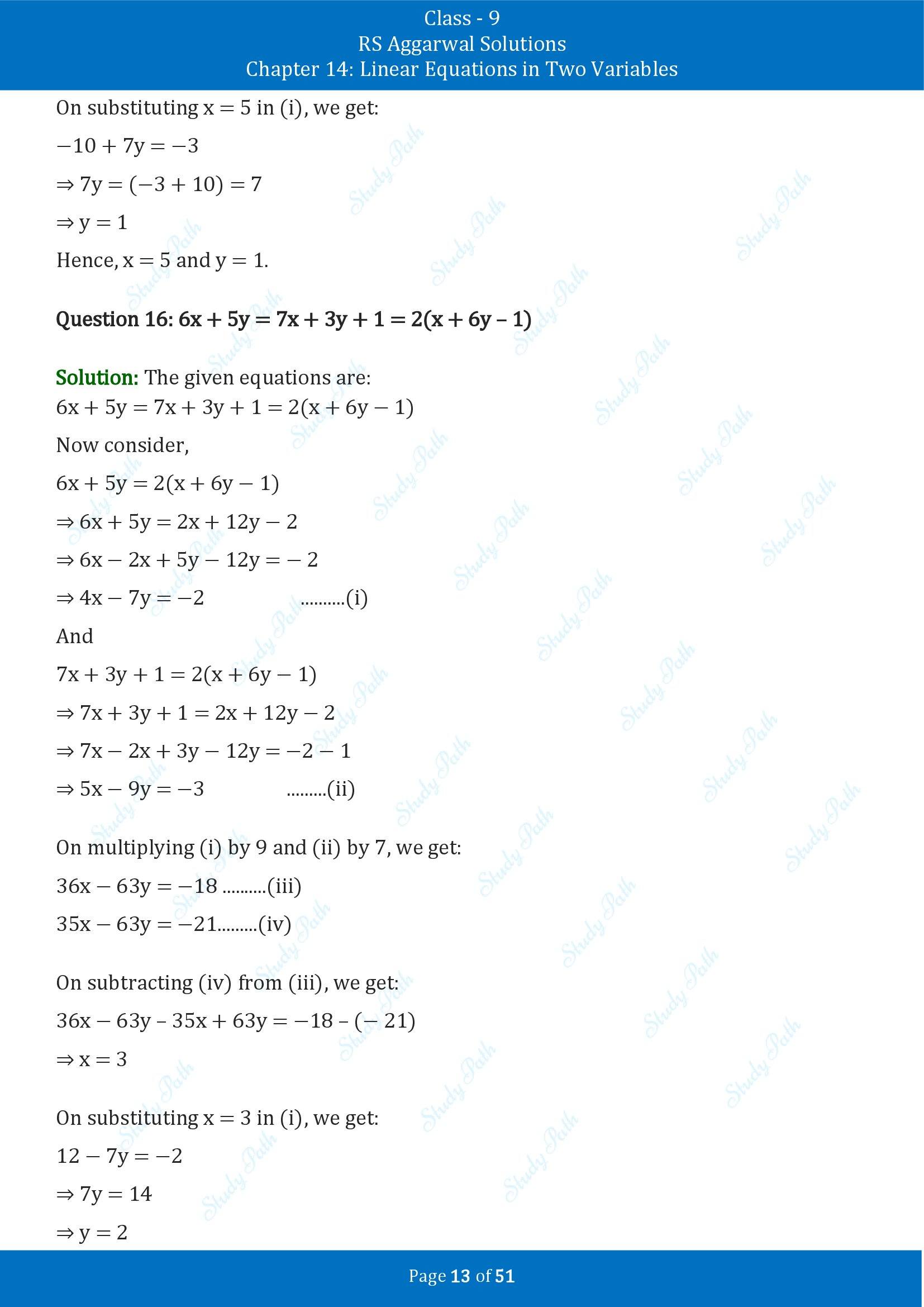 RS Aggarwal Solutions Class 9 Chapter 14 Linear Equations in Two Variables Exercise 14D 00013
