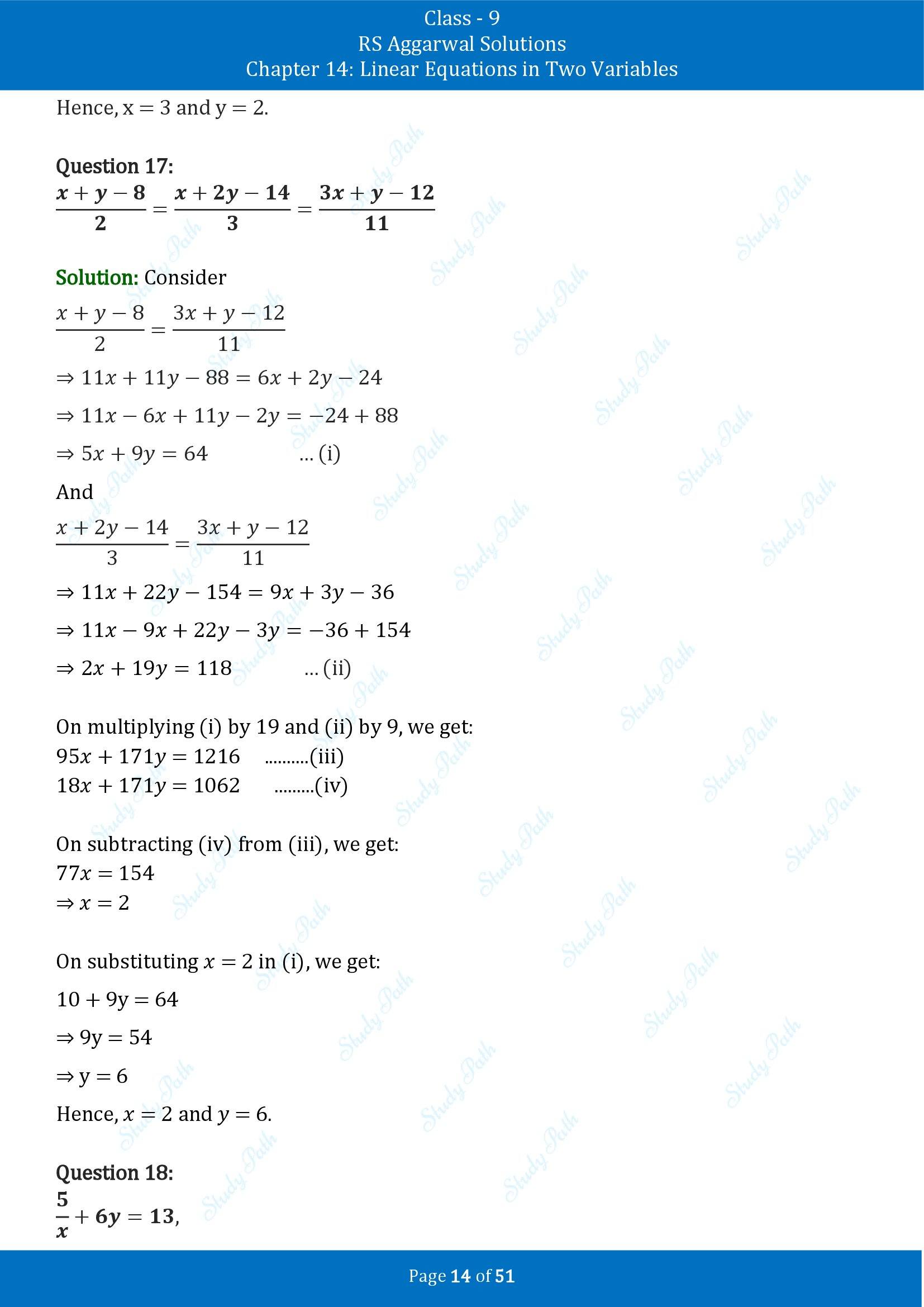 RS Aggarwal Solutions Class 9 Chapter 14 Linear Equations in Two Variables Exercise 14D 00014