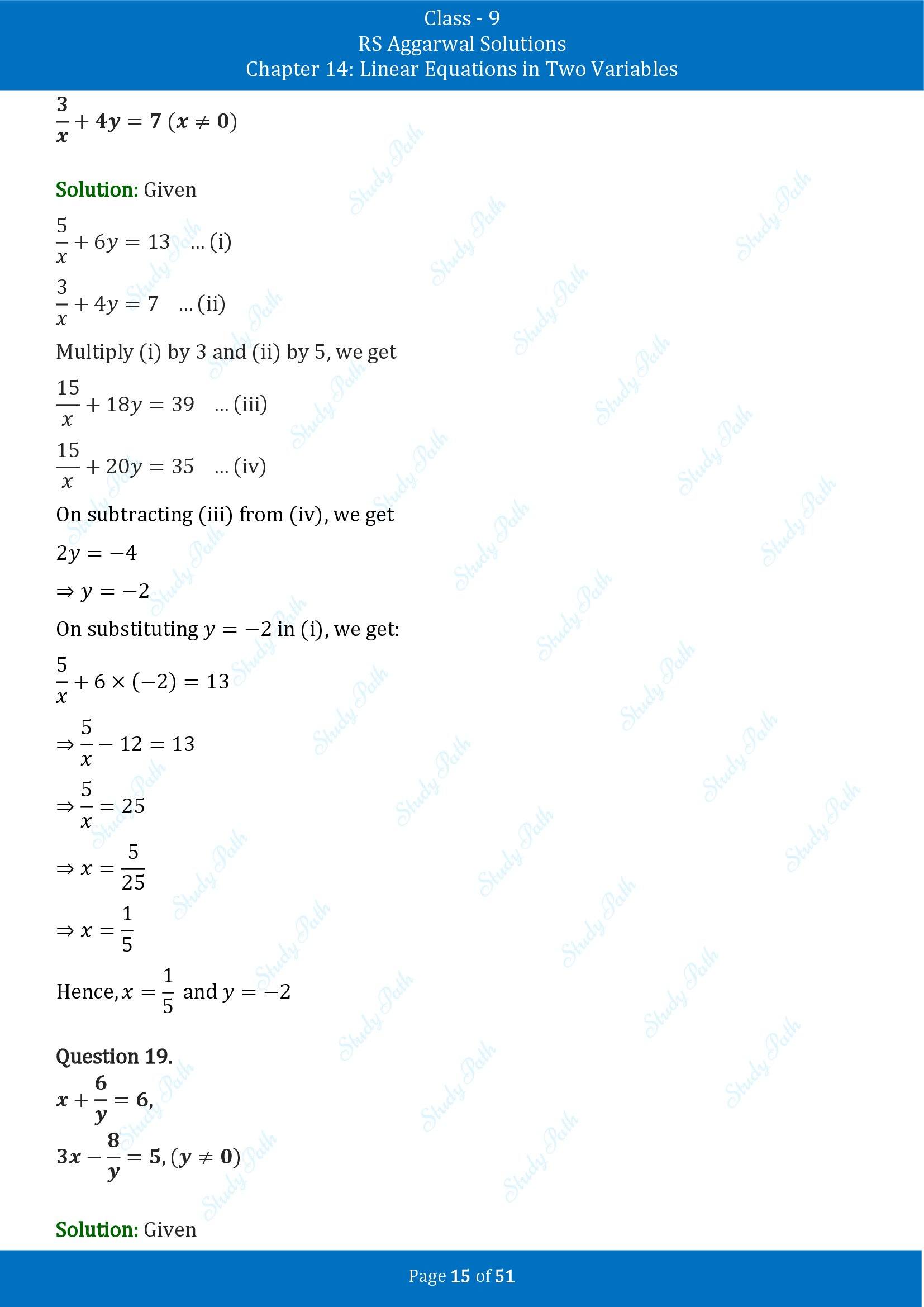 RS Aggarwal Solutions Class 9 Chapter 14 Linear Equations in Two Variables Exercise 14D 00015