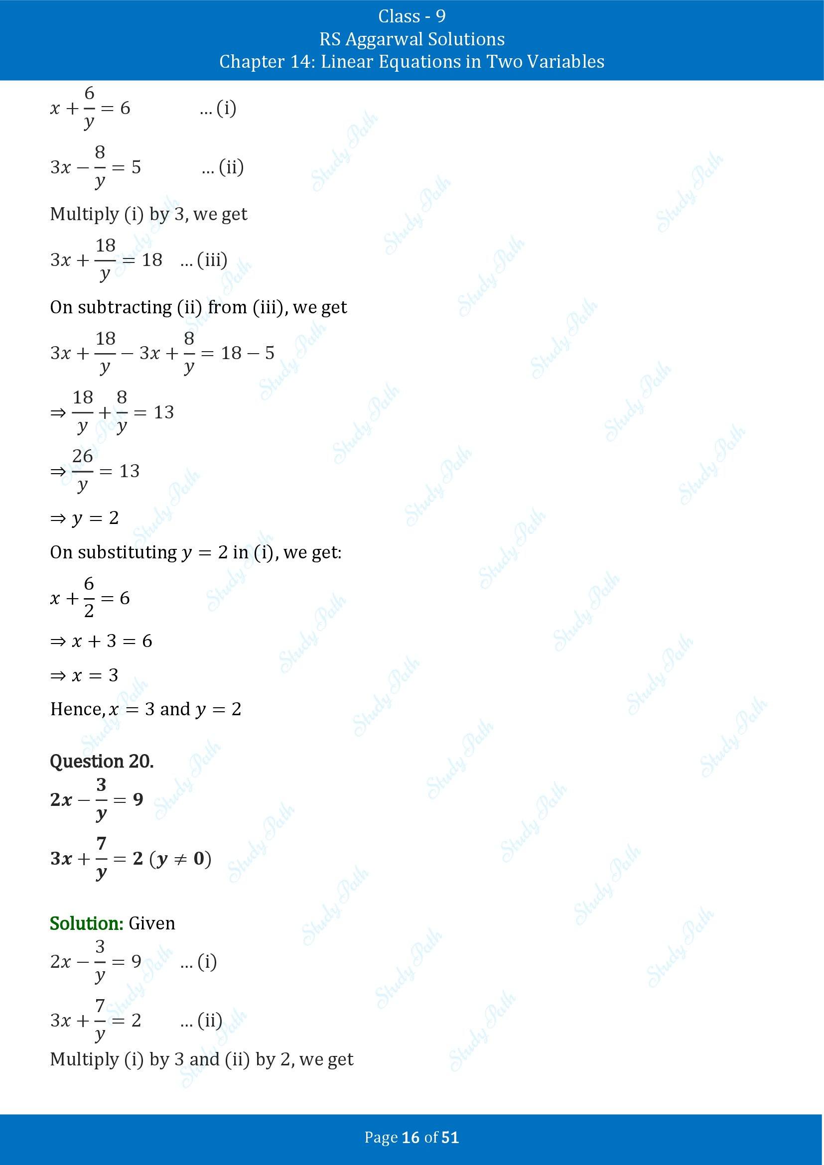 RS Aggarwal Solutions Class 9 Chapter 14 Linear Equations in Two Variables Exercise 14D 00016