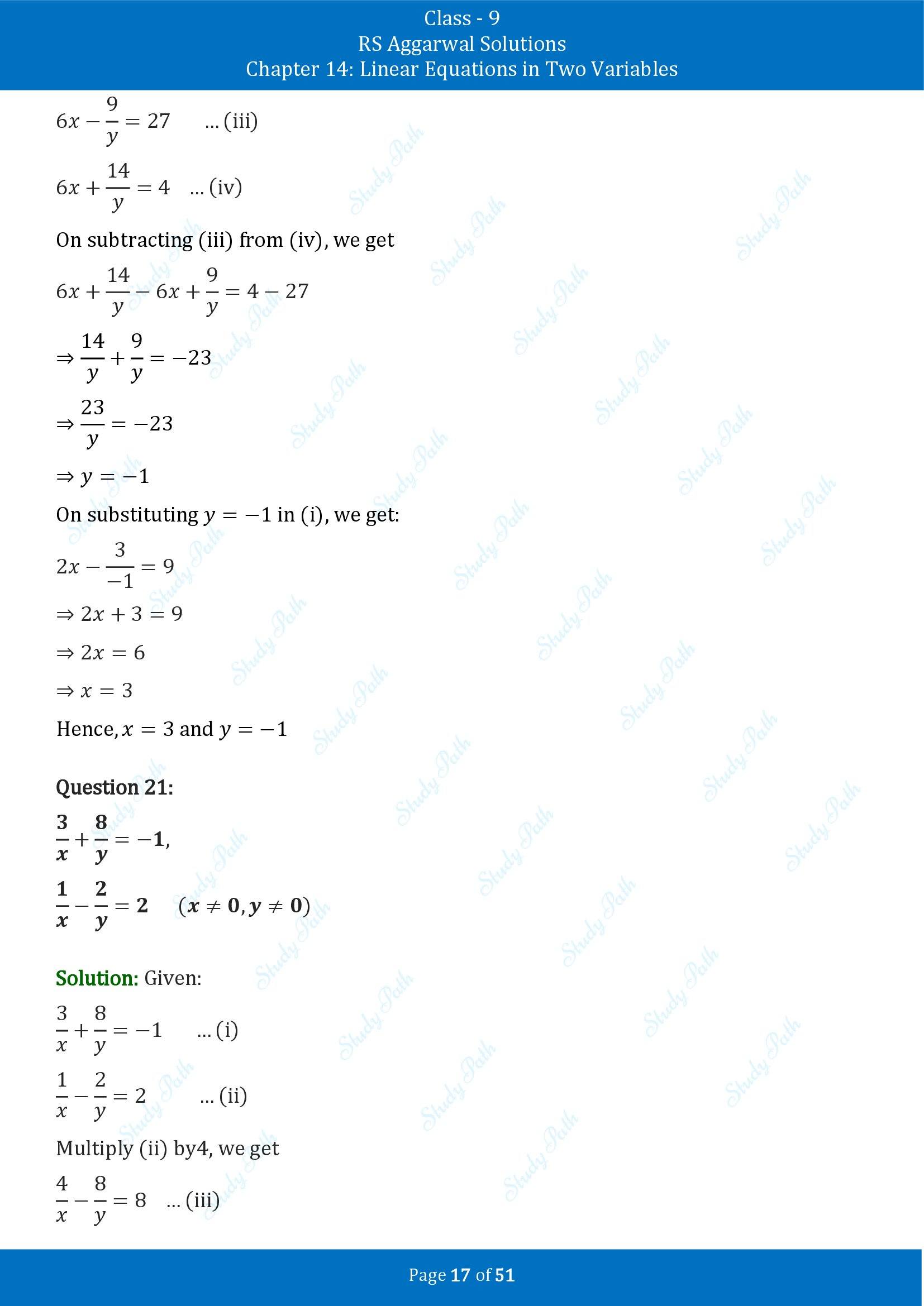 RS Aggarwal Solutions Class 9 Chapter 14 Linear Equations in Two Variables Exercise 14D 00017