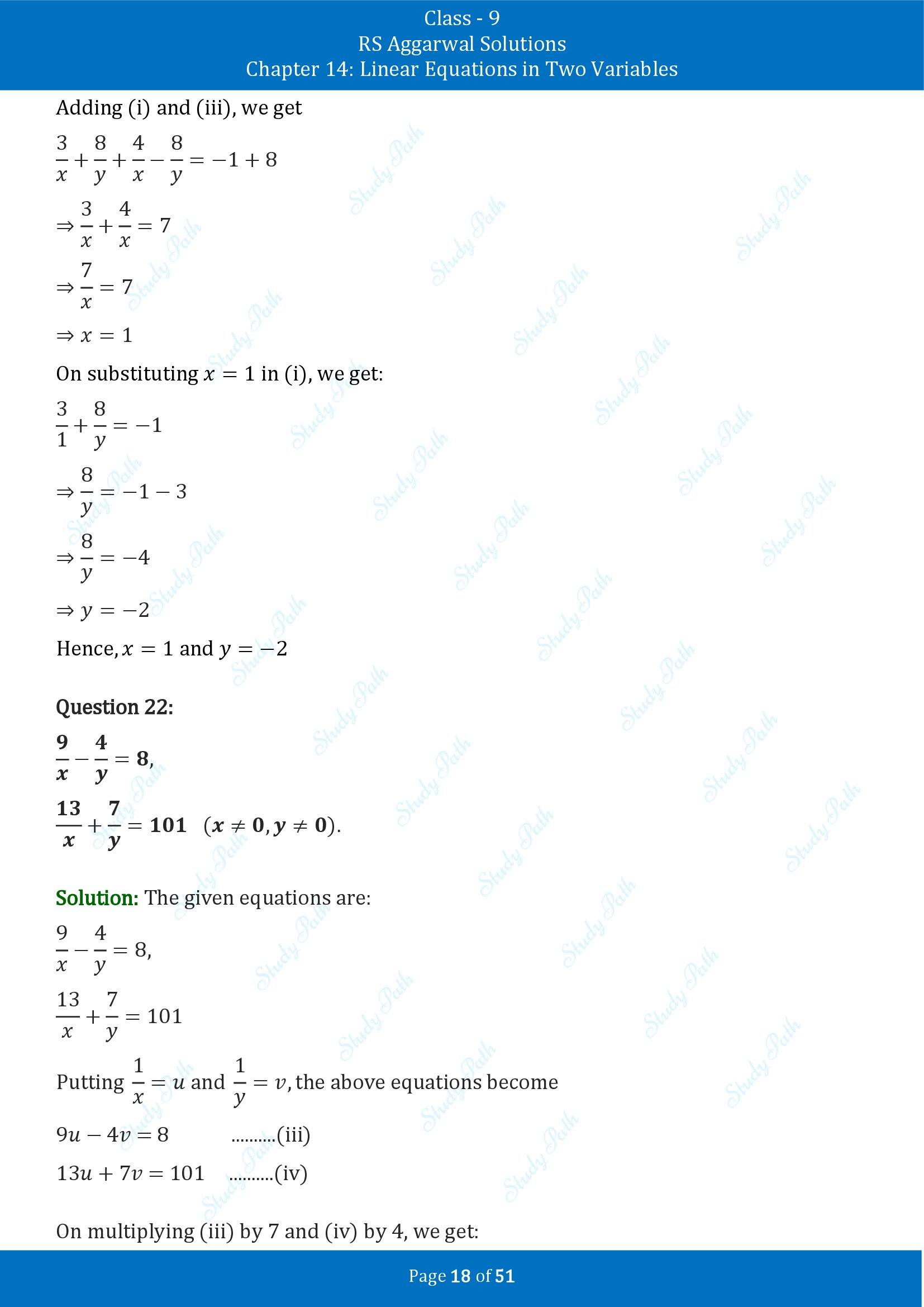 RS Aggarwal Solutions Class 9 Chapter 14 Linear Equations in Two Variables Exercise 14D 00018