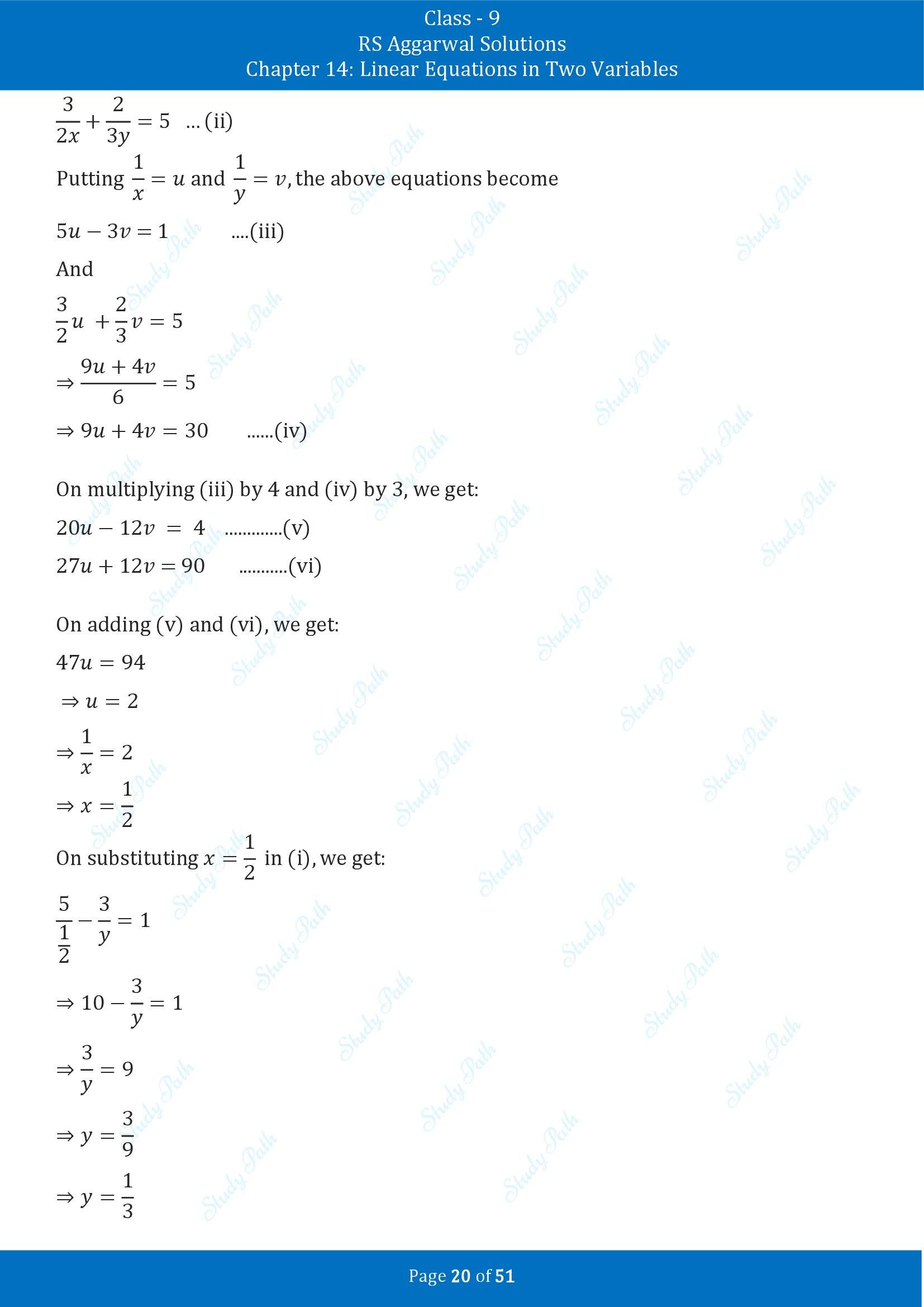RS Aggarwal Solutions Class 9 Chapter 14 Linear Equations in Two Variables Exercise 14D 00020