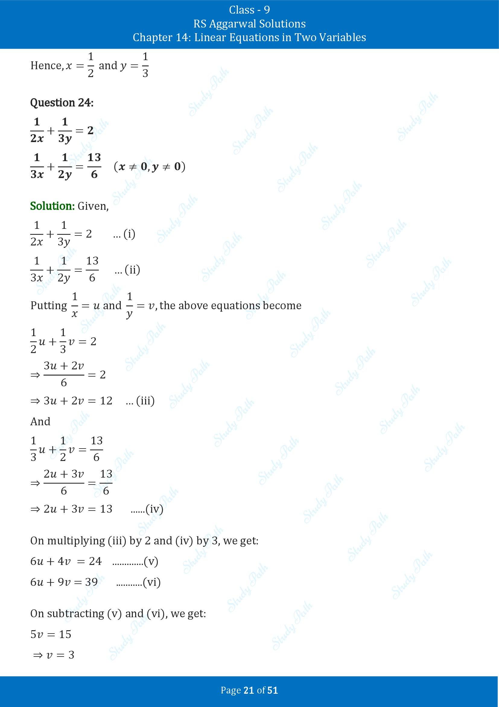 RS Aggarwal Solutions Class 9 Chapter 14 Linear Equations in Two Variables Exercise 14D 00021