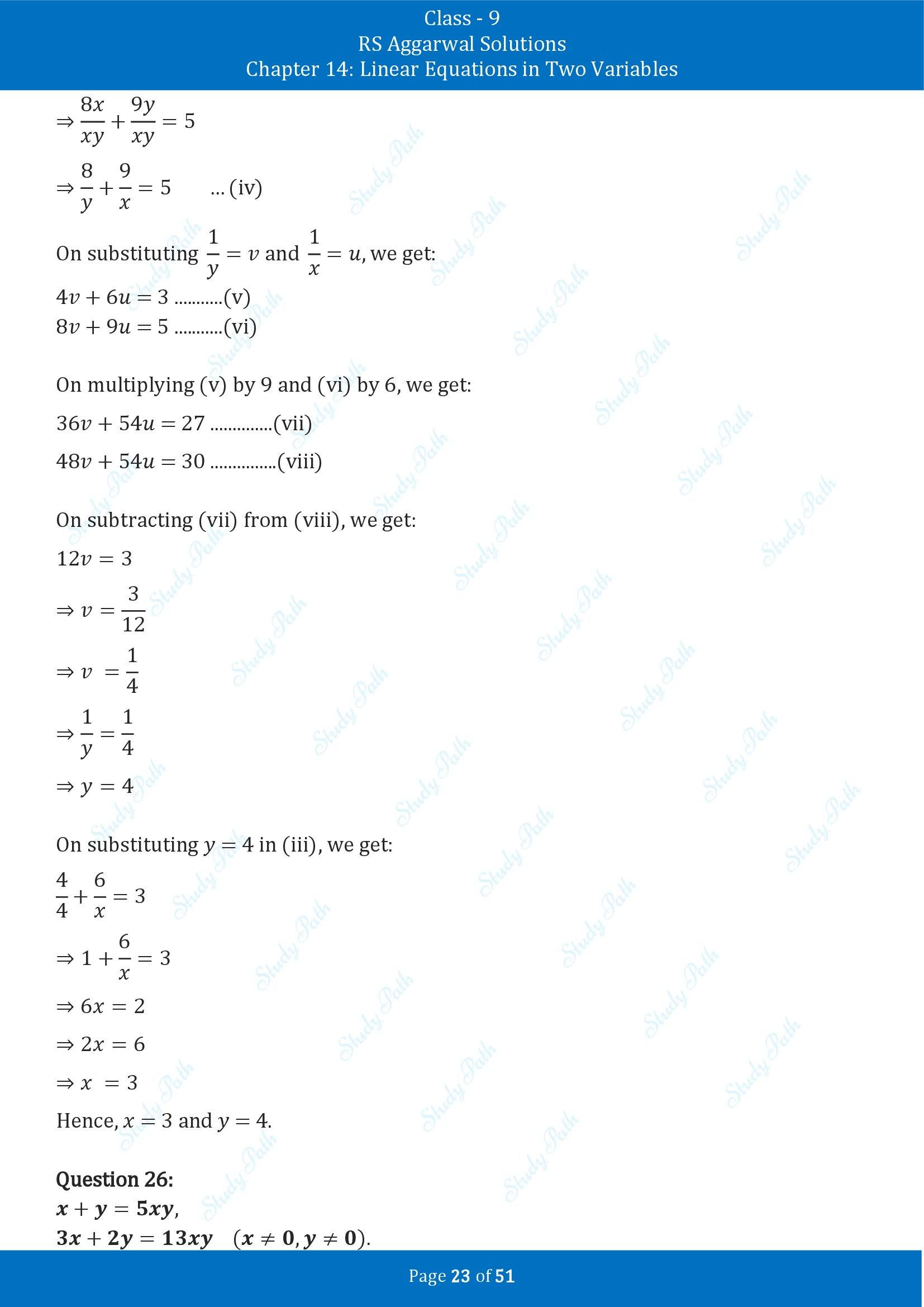 RS Aggarwal Solutions Class 9 Chapter 14 Linear Equations in Two Variables Exercise 14D 00023