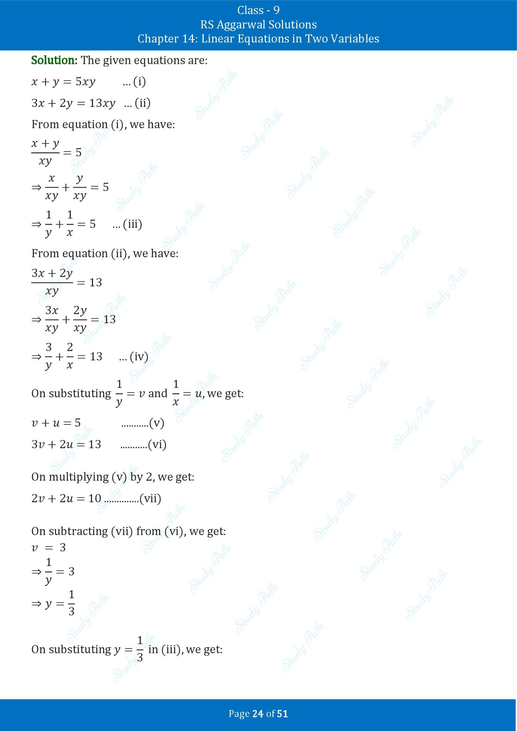 RS Aggarwal Solutions Class 9 Chapter 14 Linear Equations in Two Variables Exercise 14D 00024