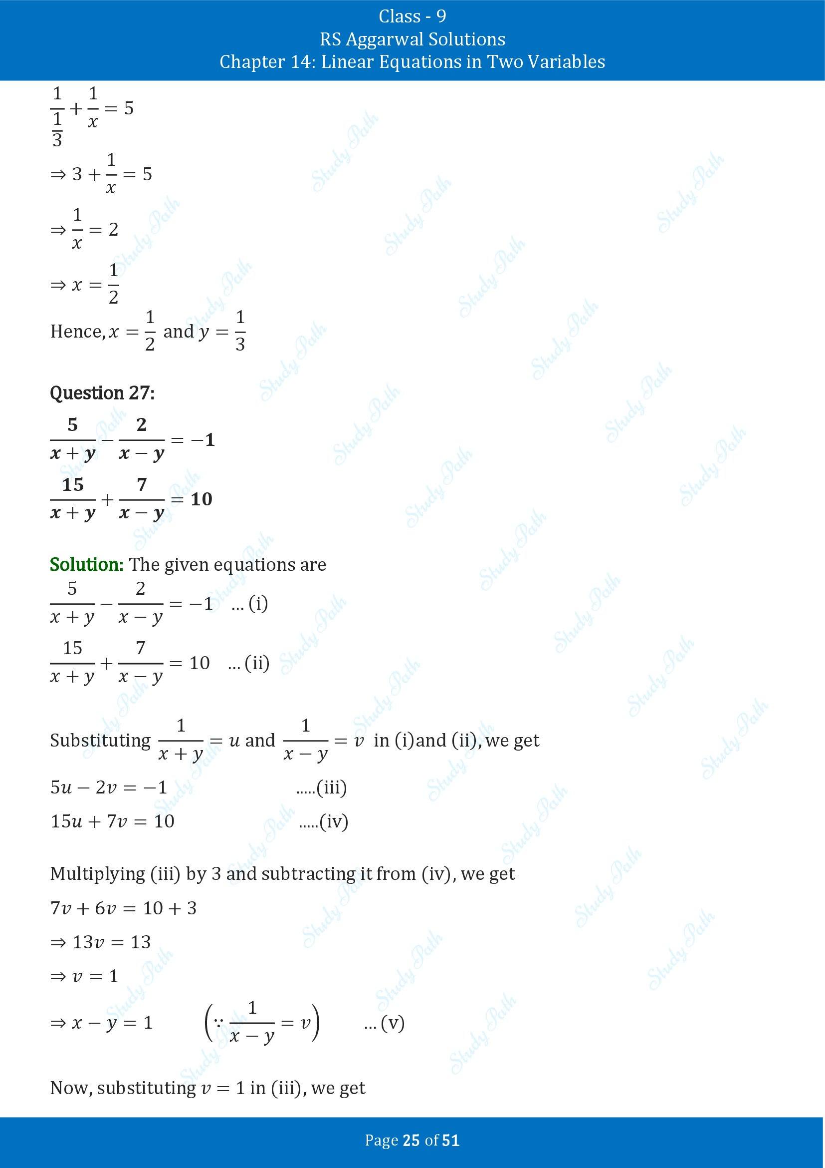 RS Aggarwal Solutions Class 9 Chapter 14 Linear Equations in Two Variables Exercise 14D 00025