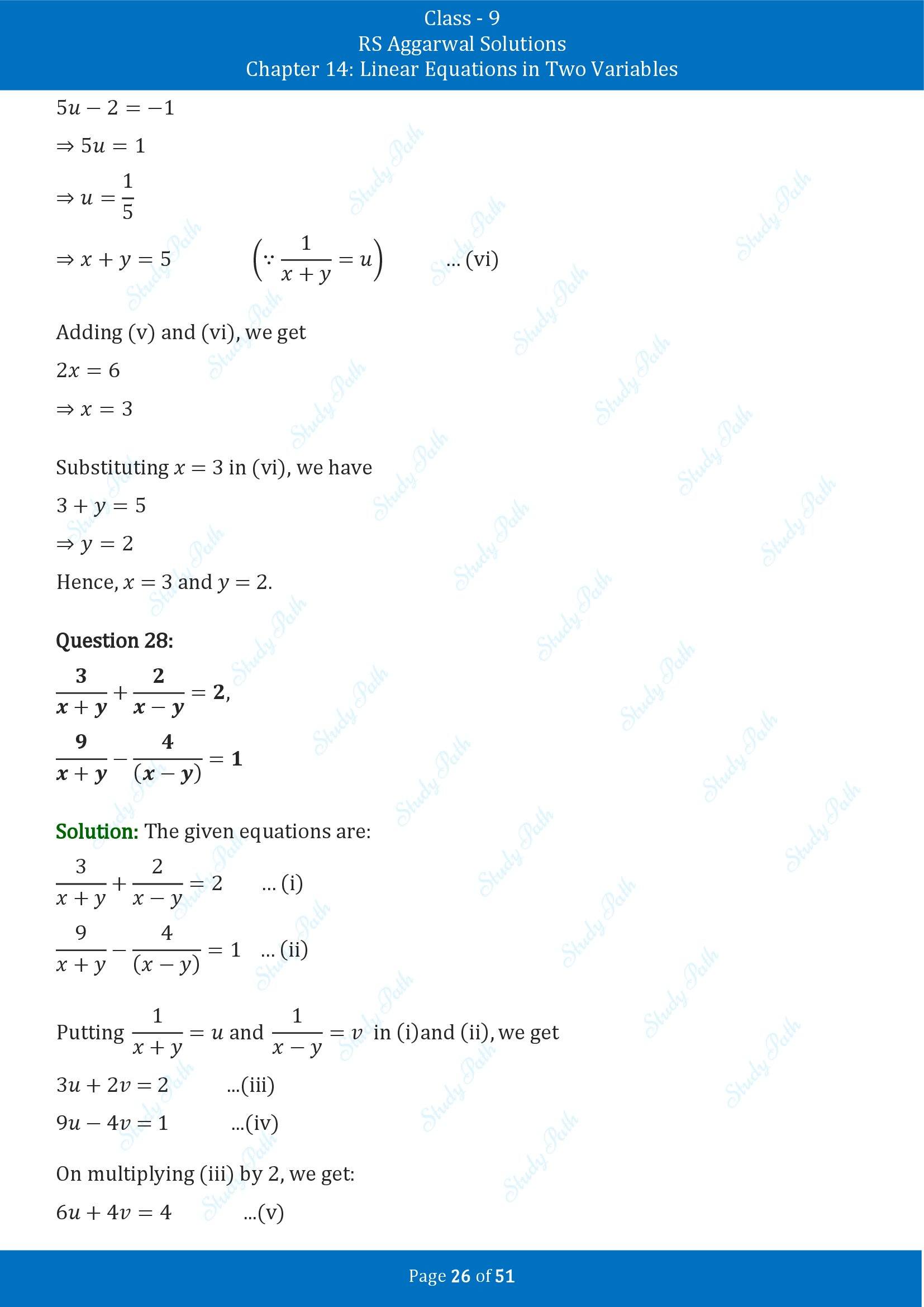RS Aggarwal Solutions Class 9 Chapter 14 Linear Equations in Two Variables Exercise 14D 00026