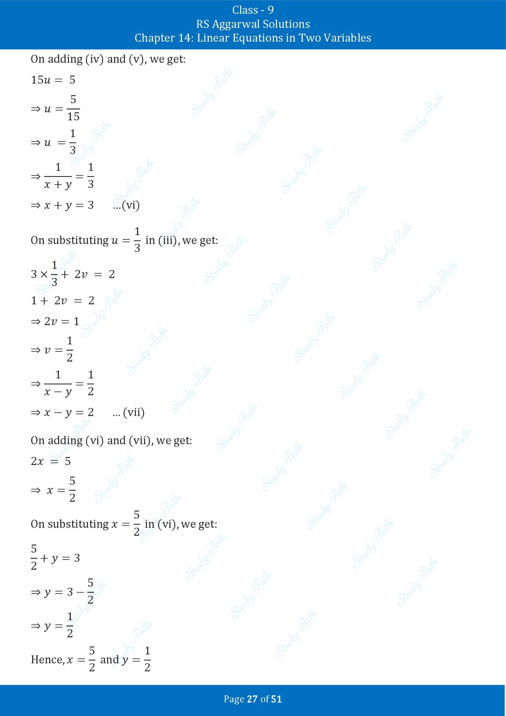 RS Aggarwal Solutions Class 9 Chapter 14 Linear Equations in Two Variables Exercise 14D 00027