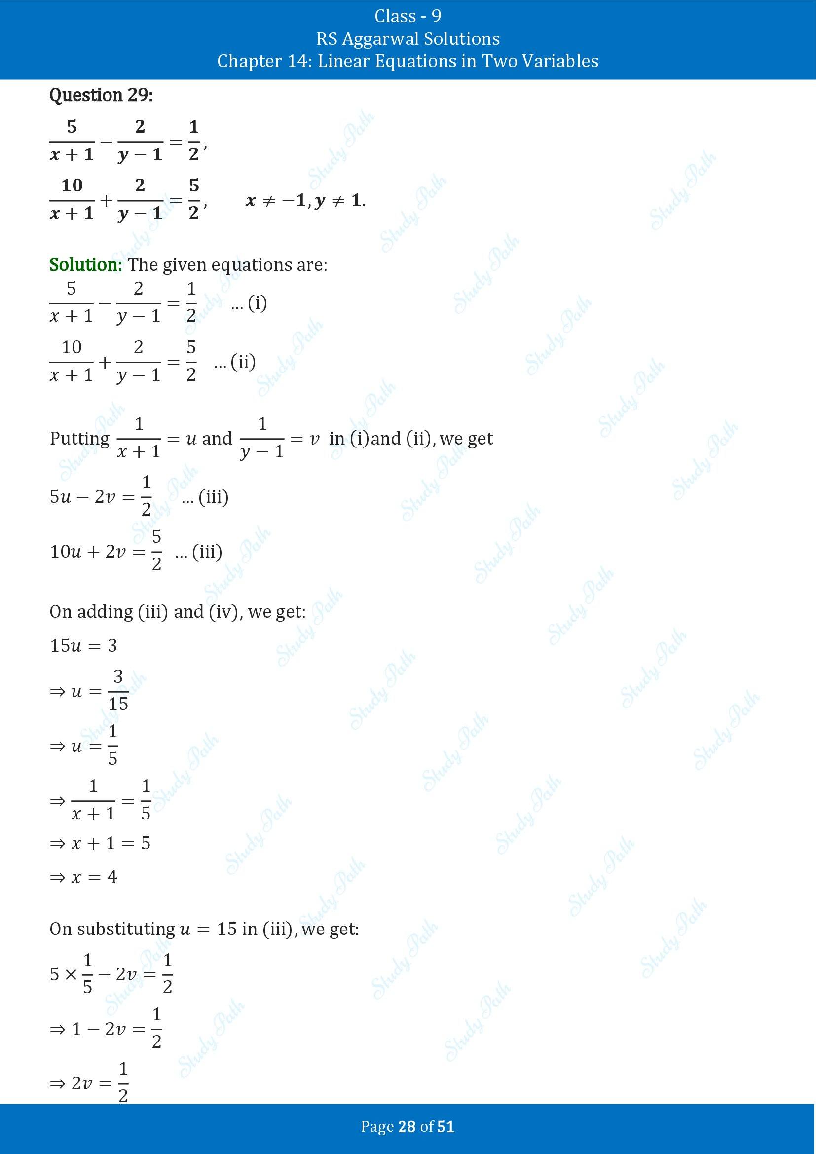 RS Aggarwal Solutions Class 9 Chapter 14 Linear Equations in Two Variables Exercise 14D 00028