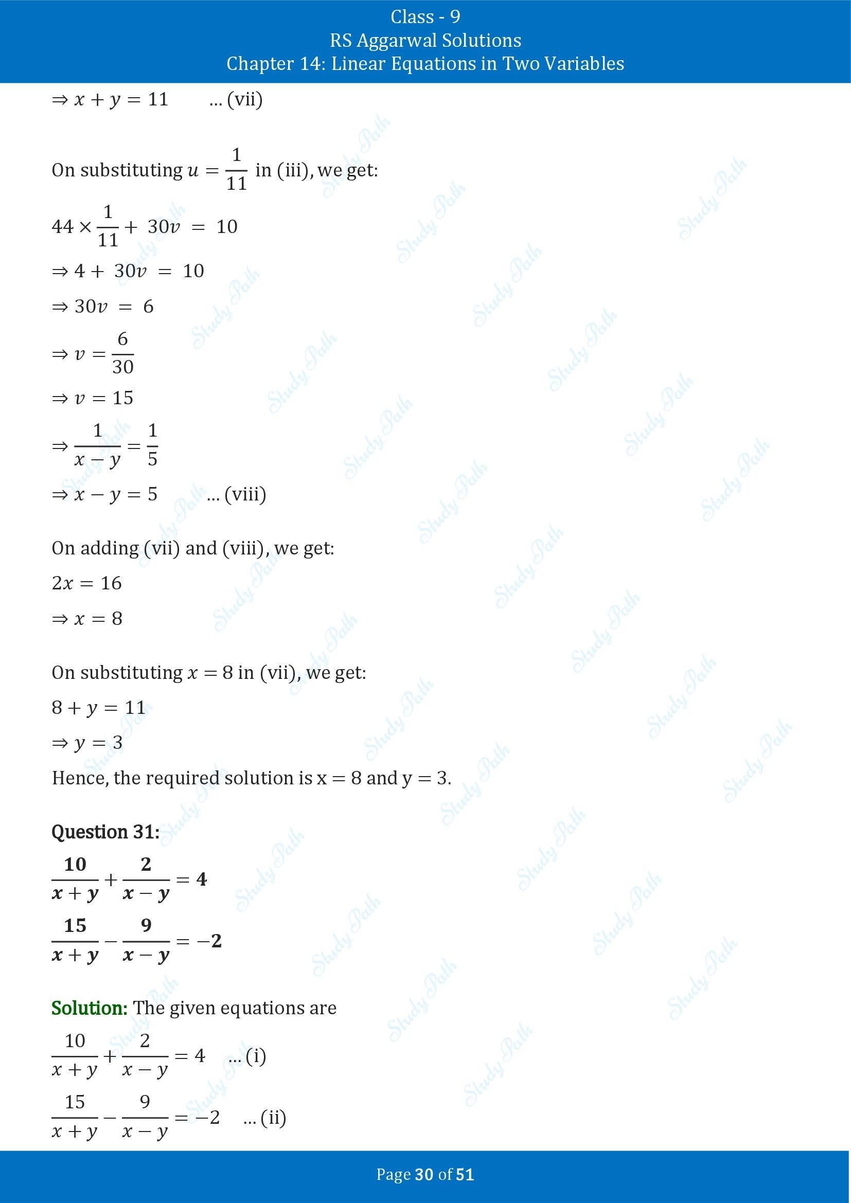 RS Aggarwal Solutions Class 9 Chapter 14 Linear Equations in Two Variables Exercise 14D 00030