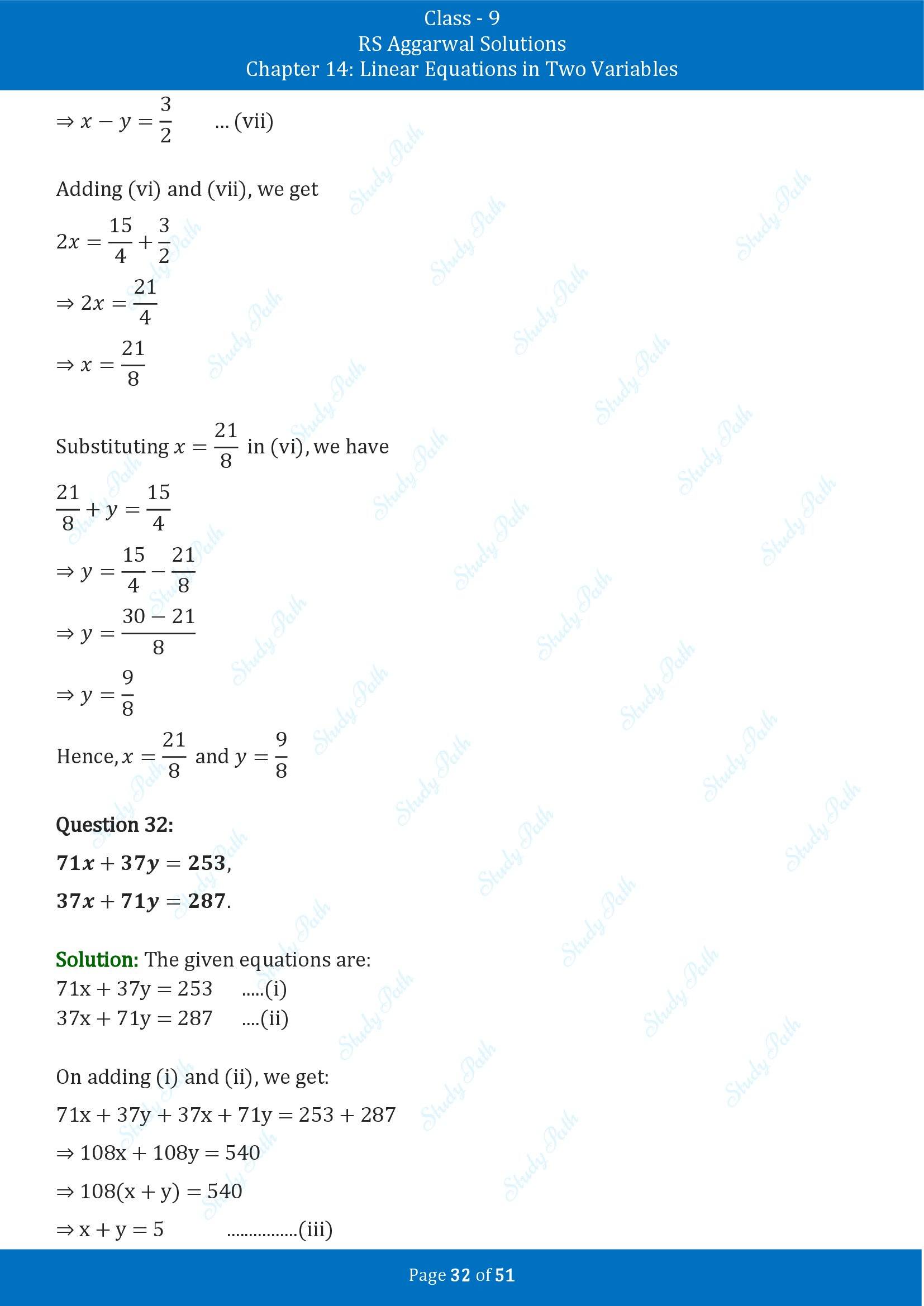 RS Aggarwal Solutions Class 9 Chapter 14 Linear Equations in Two Variables Exercise 14D 00032