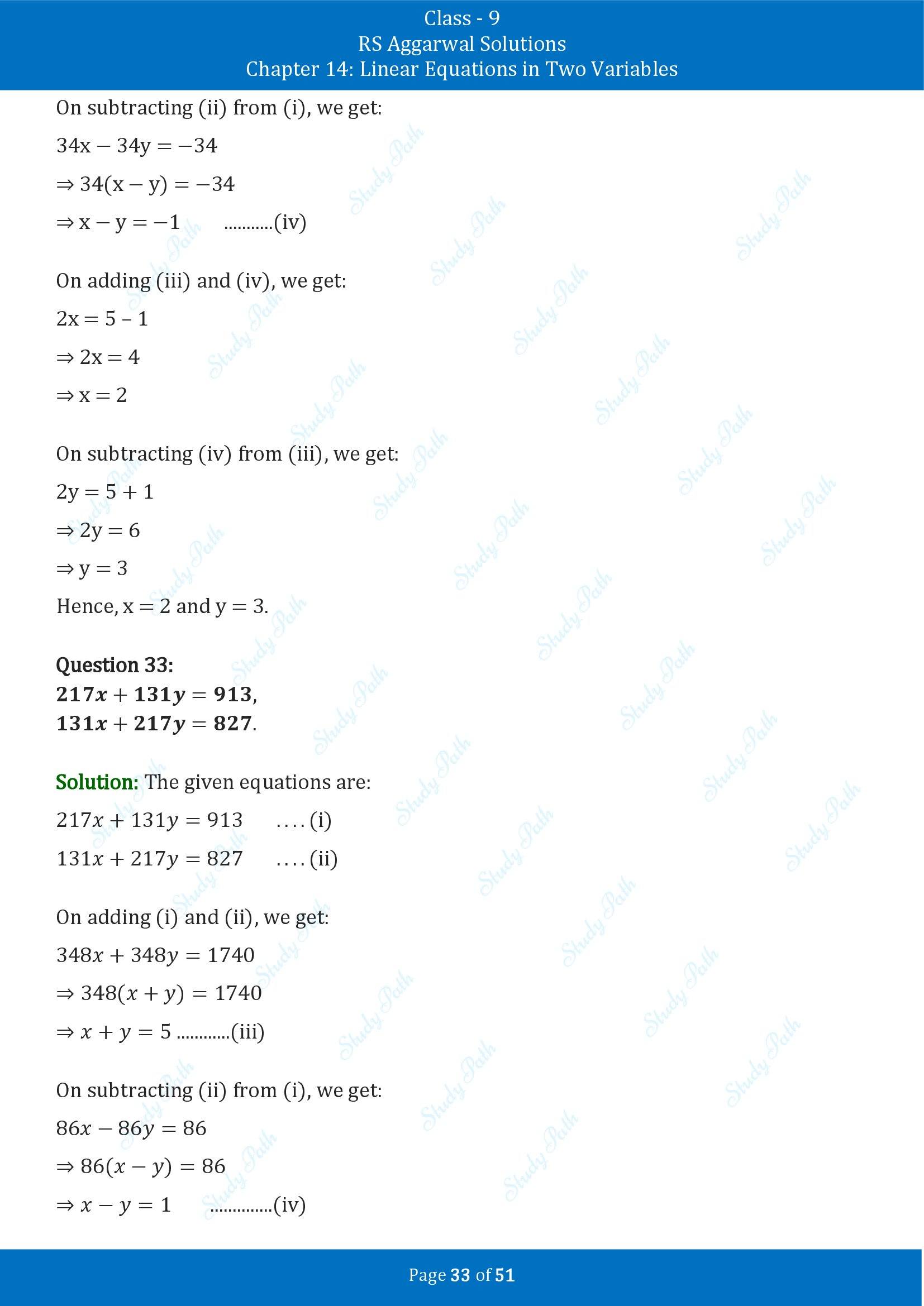 RS Aggarwal Solutions Class 9 Chapter 14 Linear Equations in Two Variables Exercise 14D 00033