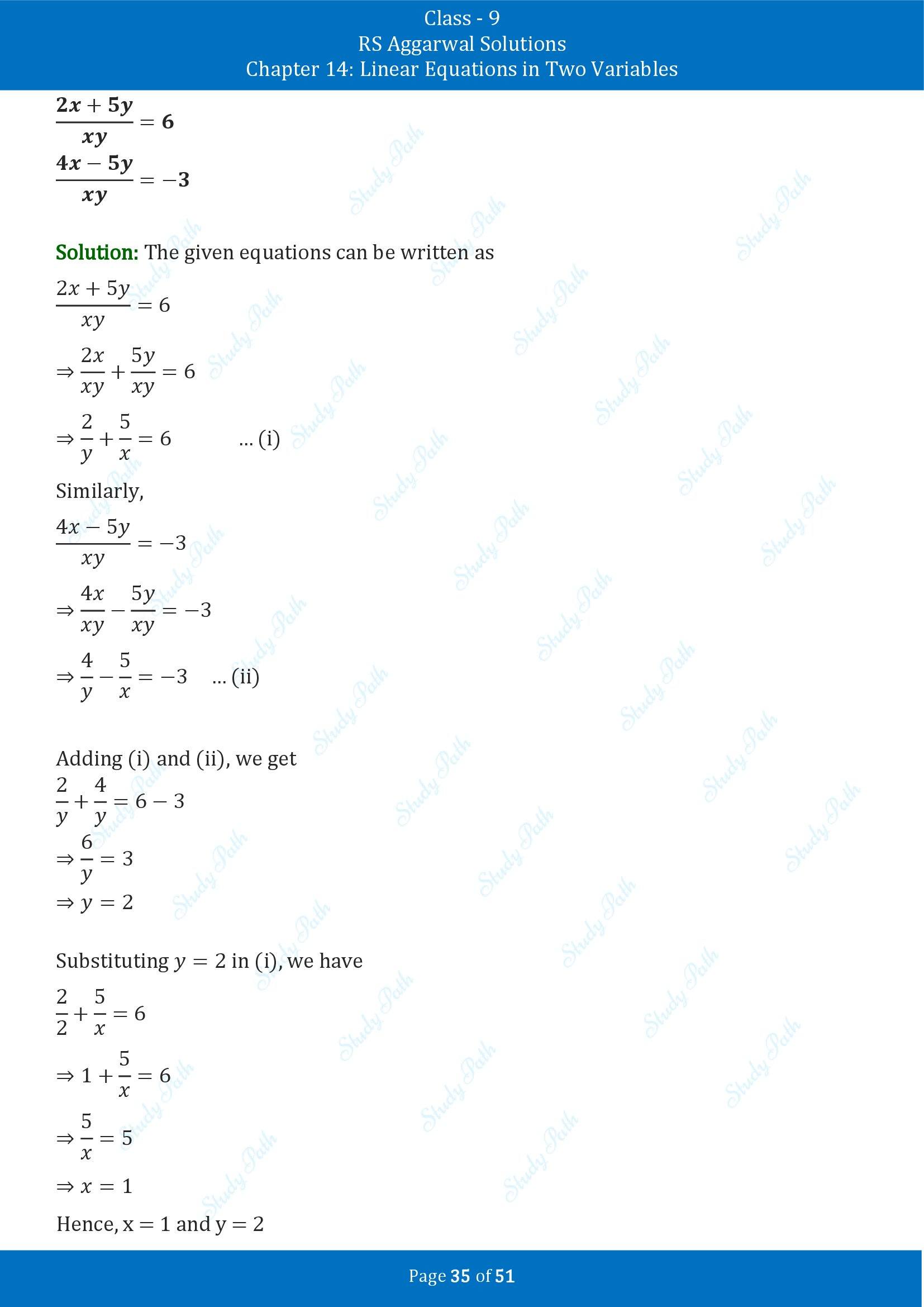 RS Aggarwal Solutions Class 9 Chapter 14 Linear Equations in Two Variables Exercise 14D 00035
