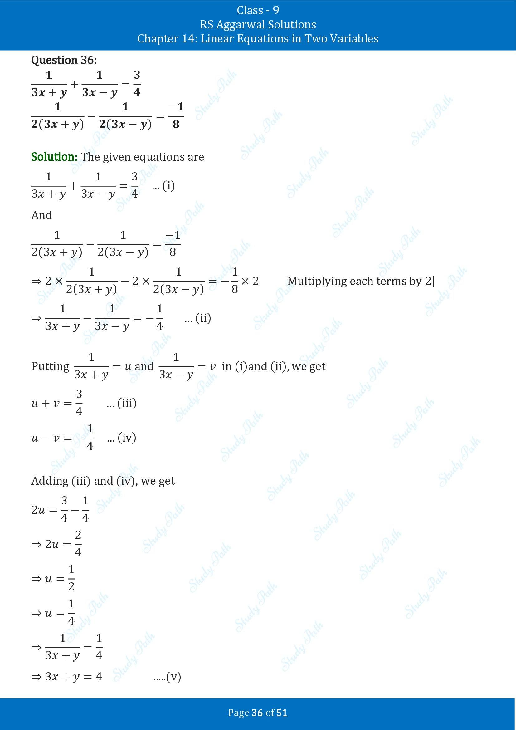 RS Aggarwal Solutions Class 9 Chapter 14 Linear Equations in Two Variables Exercise 14D 00036