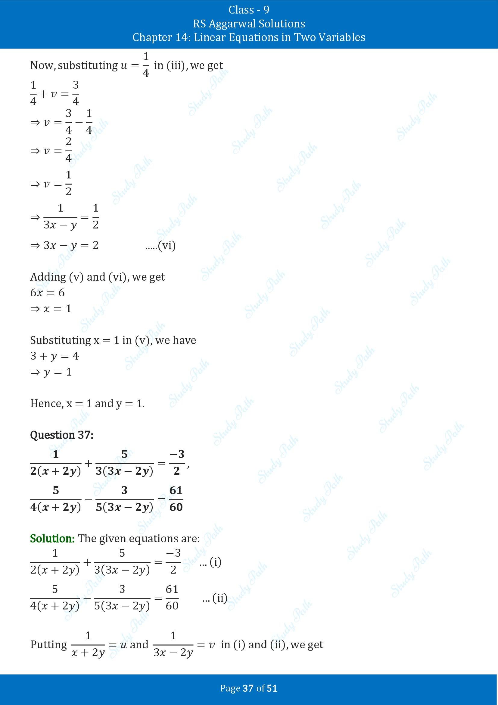 RS Aggarwal Solutions Class 9 Chapter 14 Linear Equations in Two Variables Exercise 14D 00037