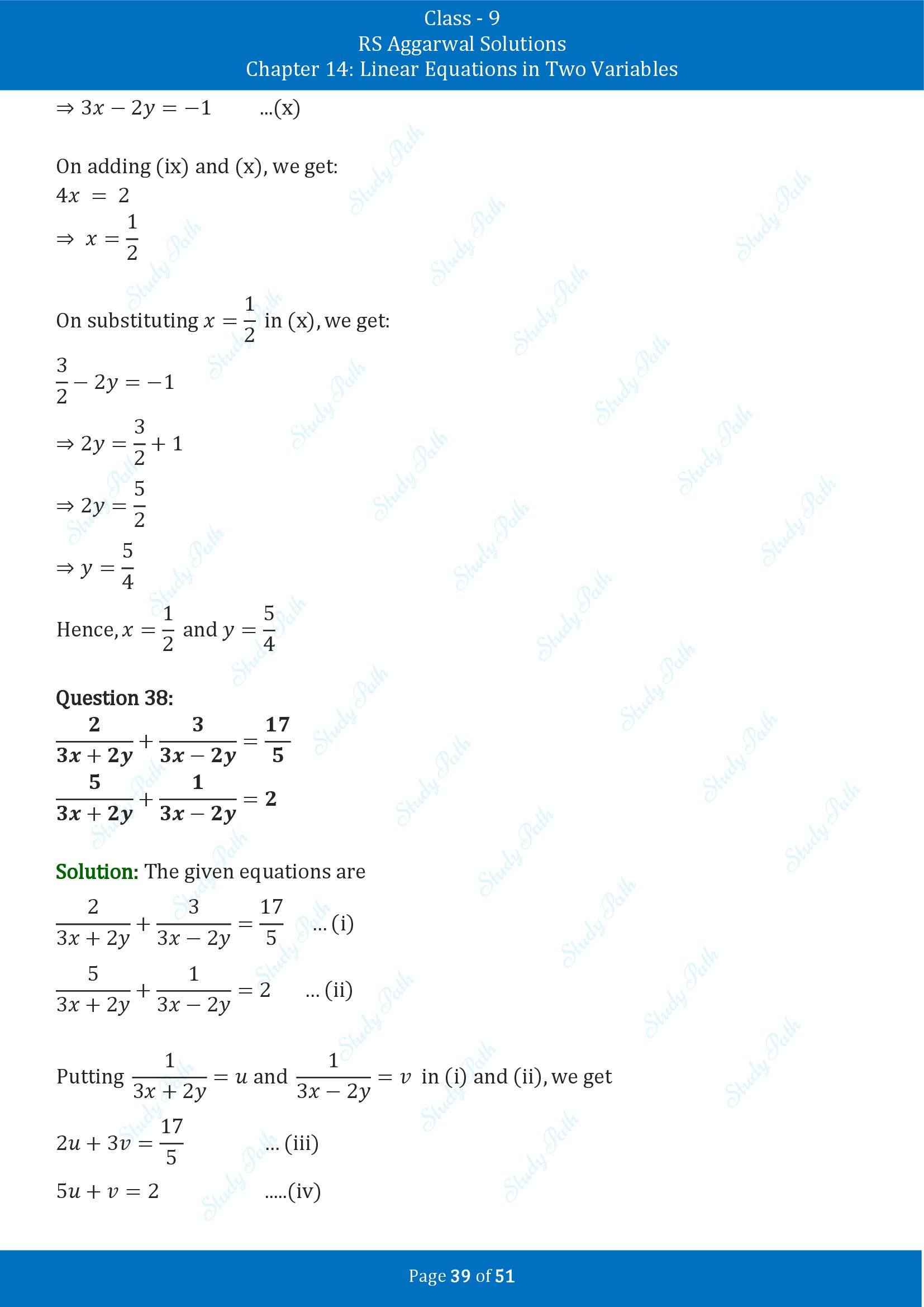 RS Aggarwal Solutions Class 9 Chapter 14 Linear Equations in Two Variables Exercise 14D 00039