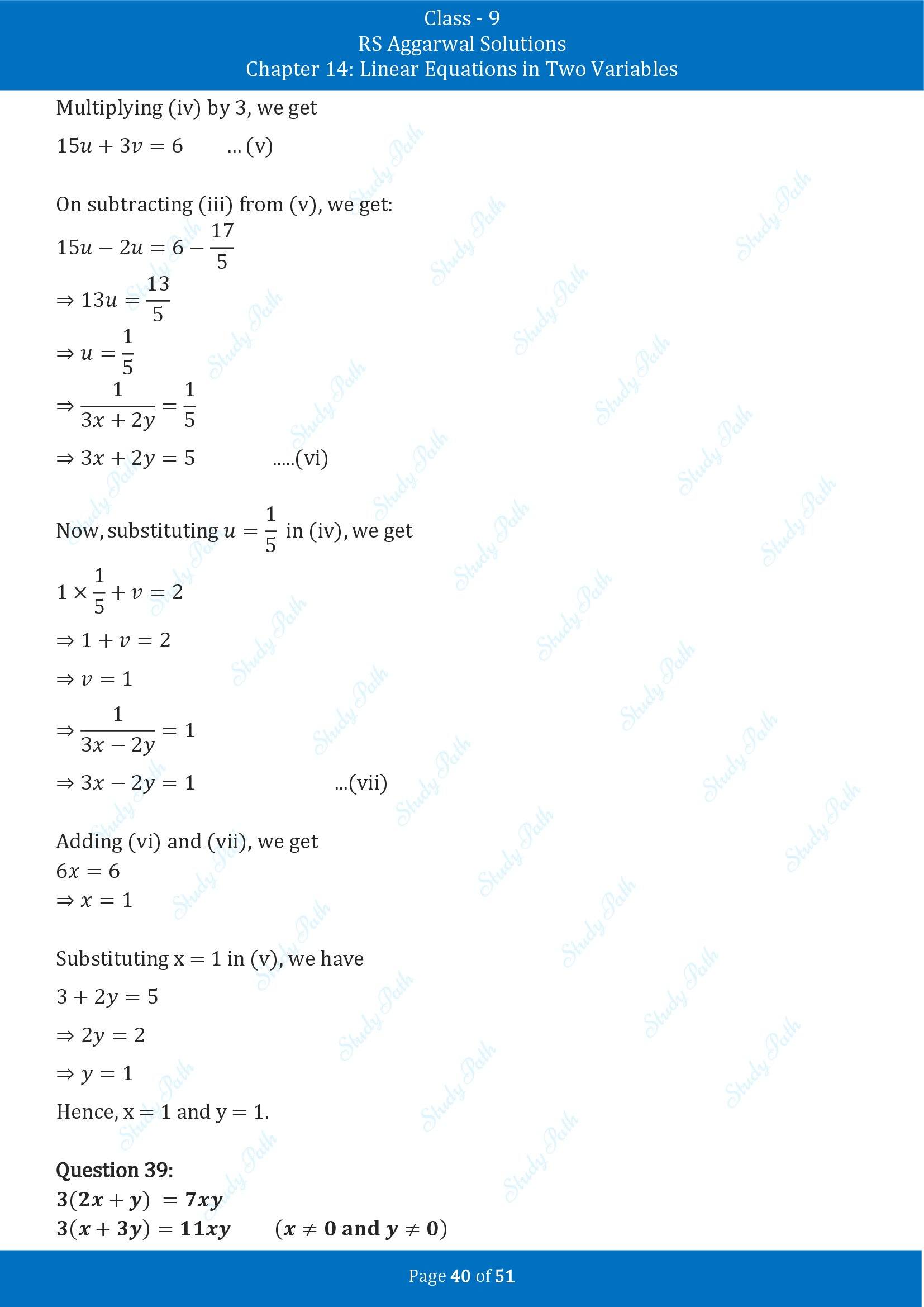 RS Aggarwal Solutions Class 9 Chapter 14 Linear Equations in Two Variables Exercise 14D 00040