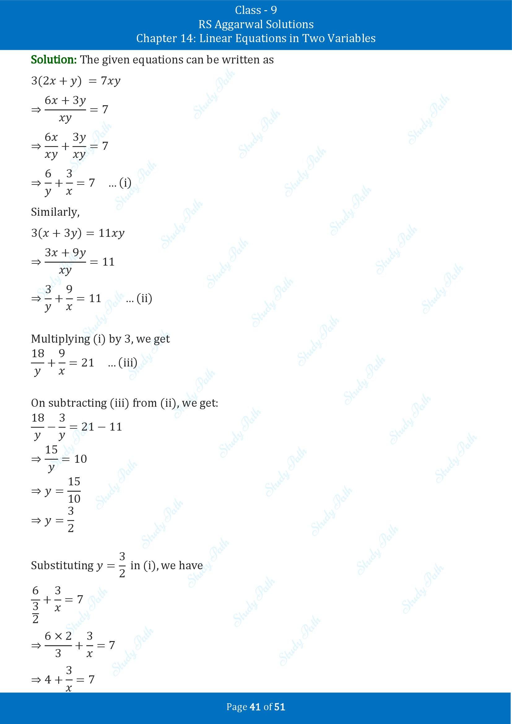 RS Aggarwal Solutions Class 9 Chapter 14 Linear Equations in Two Variables Exercise 14D 00041