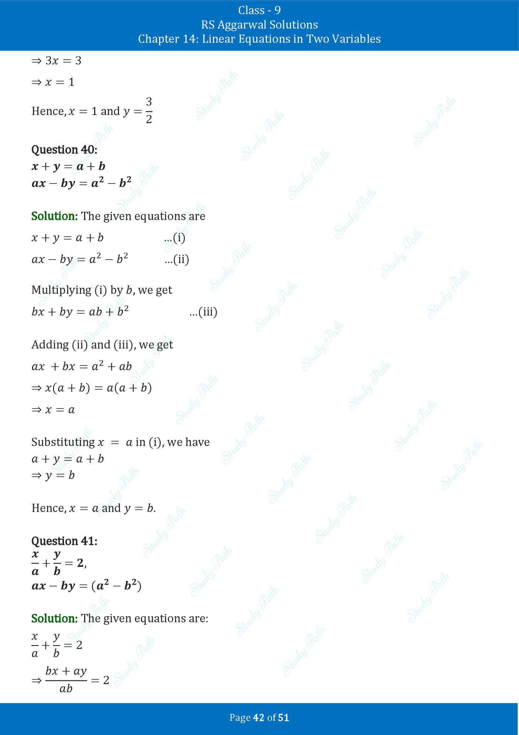 RS Aggarwal Solutions Class 9 Chapter 14 Linear Equations in Two Variables Exercise 14D 00042